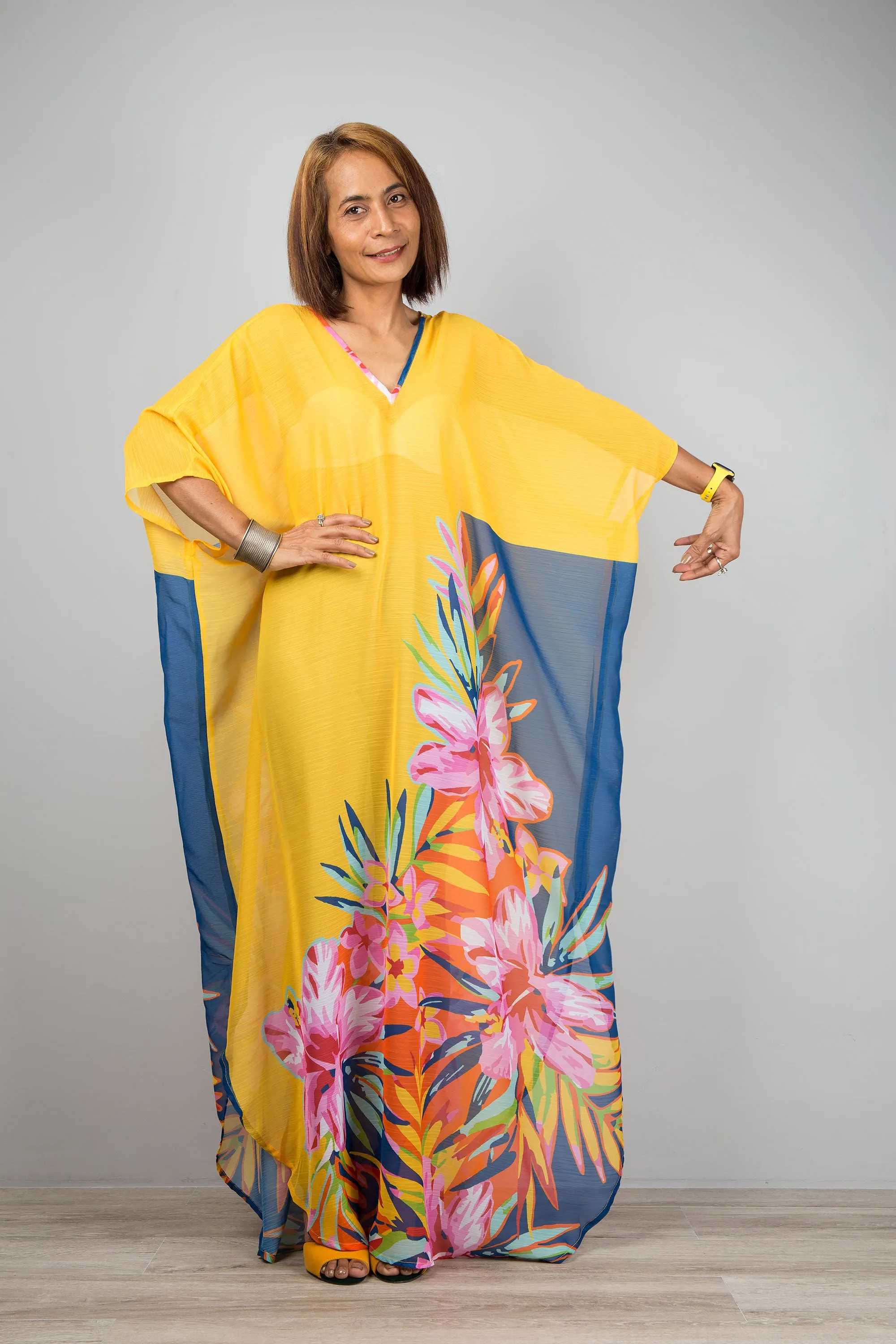 Chiffon kaftan maxi dress