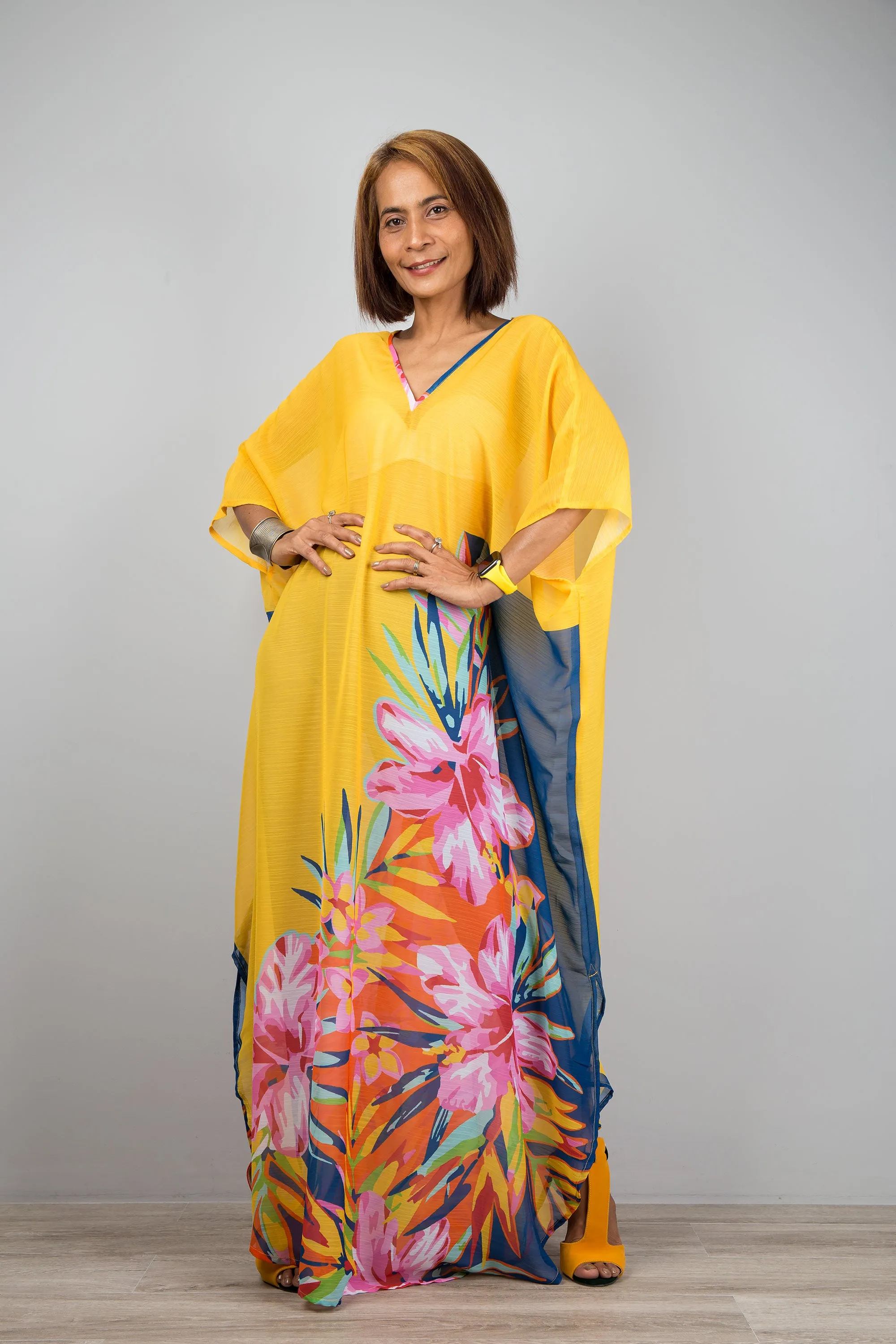 Chiffon kaftan maxi dress