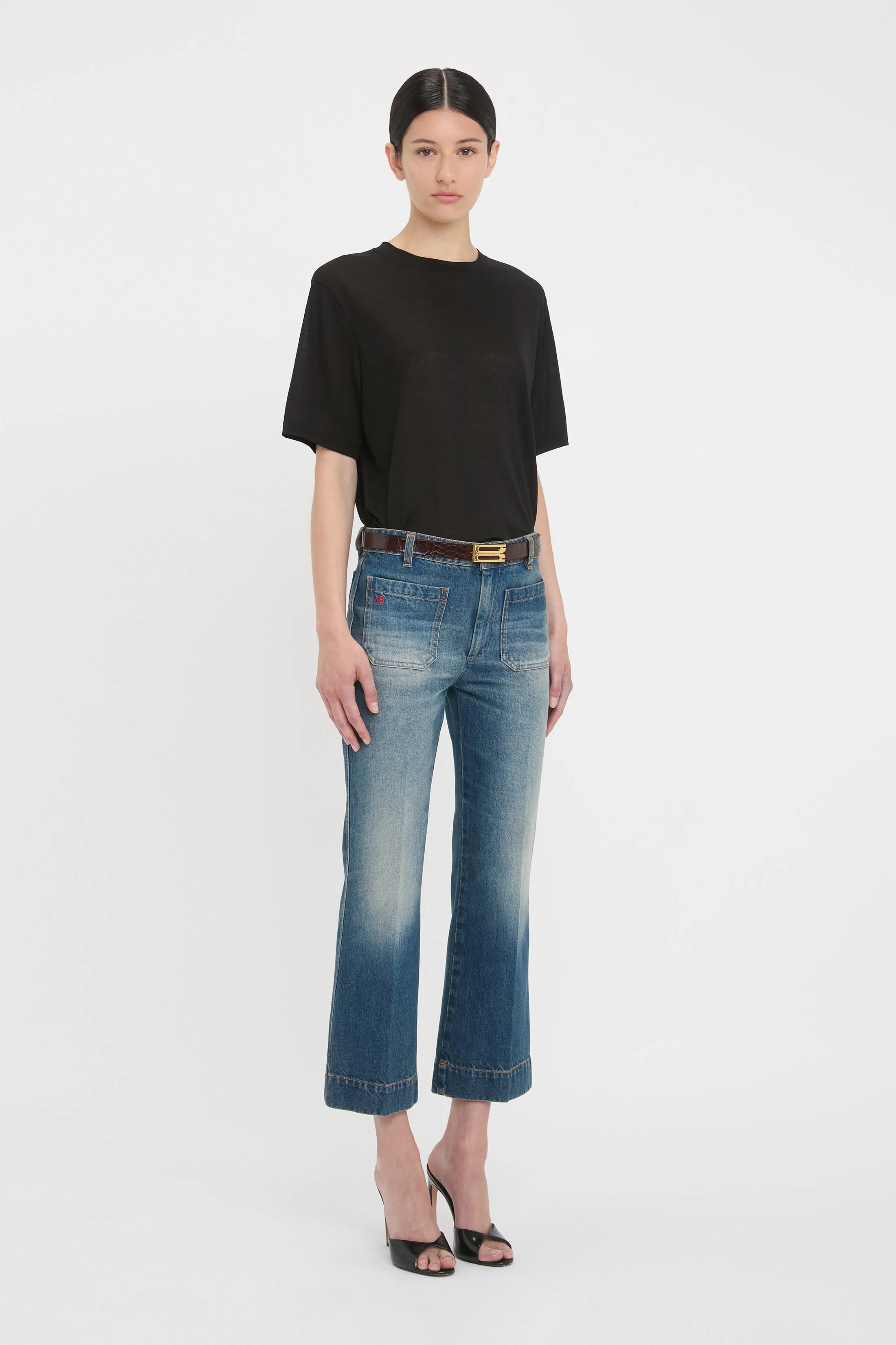 Classic Cotton Crepe T-Shirt In Black