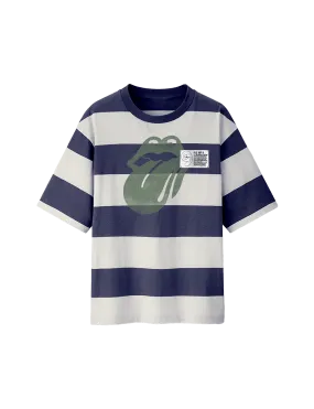 Classic Tongue Wide Blue Stripe T-Shirt