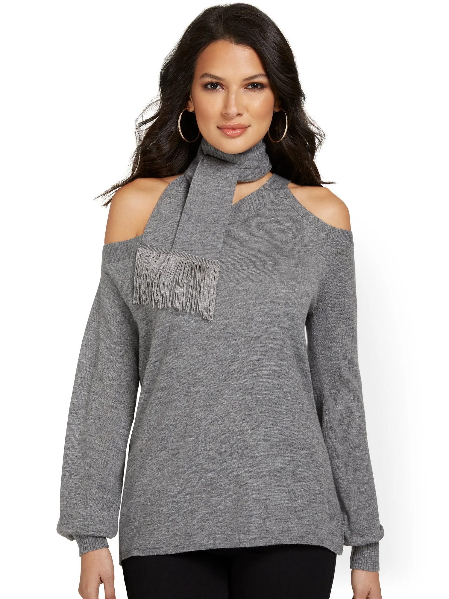 Cold-Shoulder Pullover Sweater