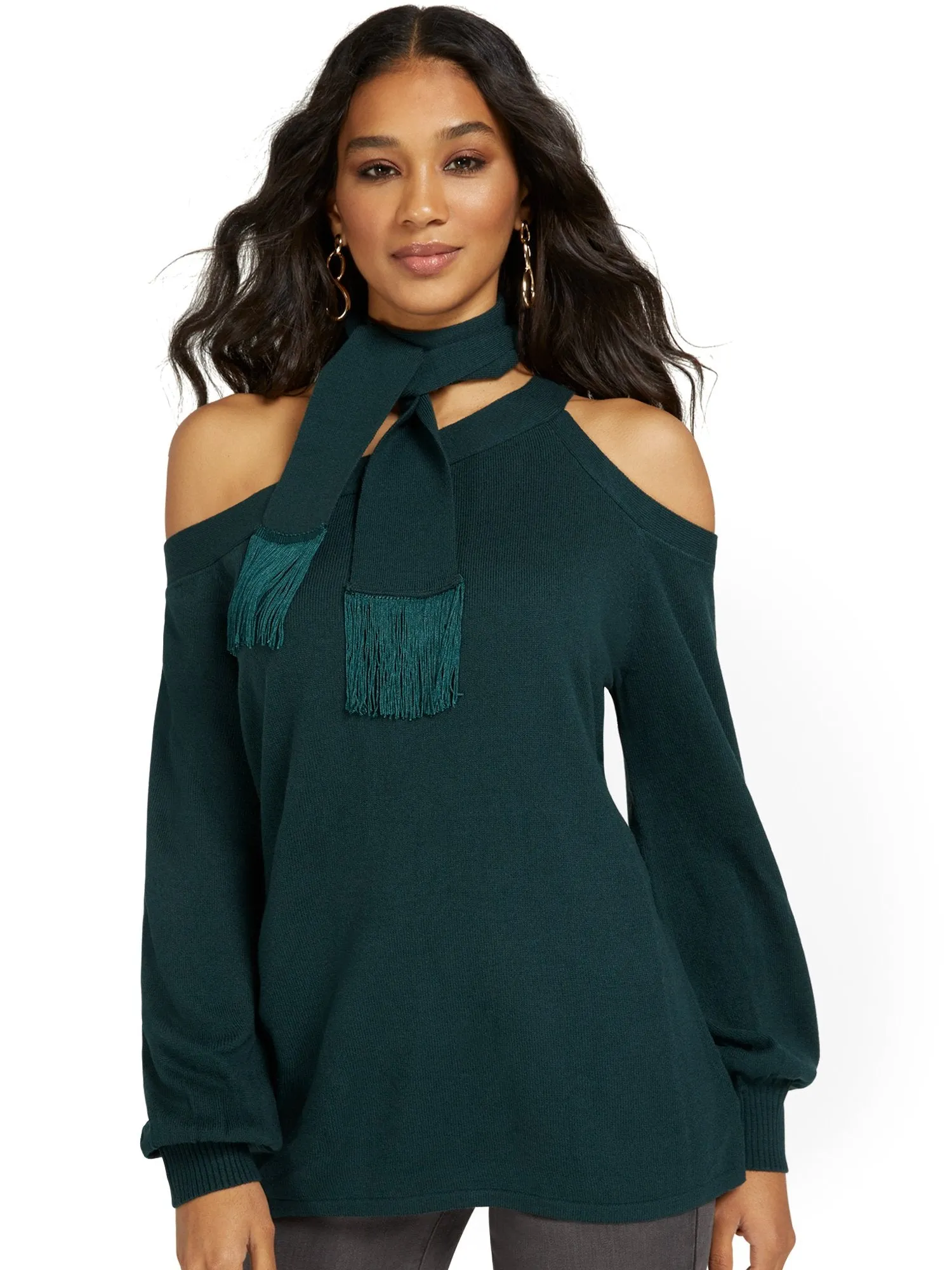 Cold-Shoulder Pullover Sweater