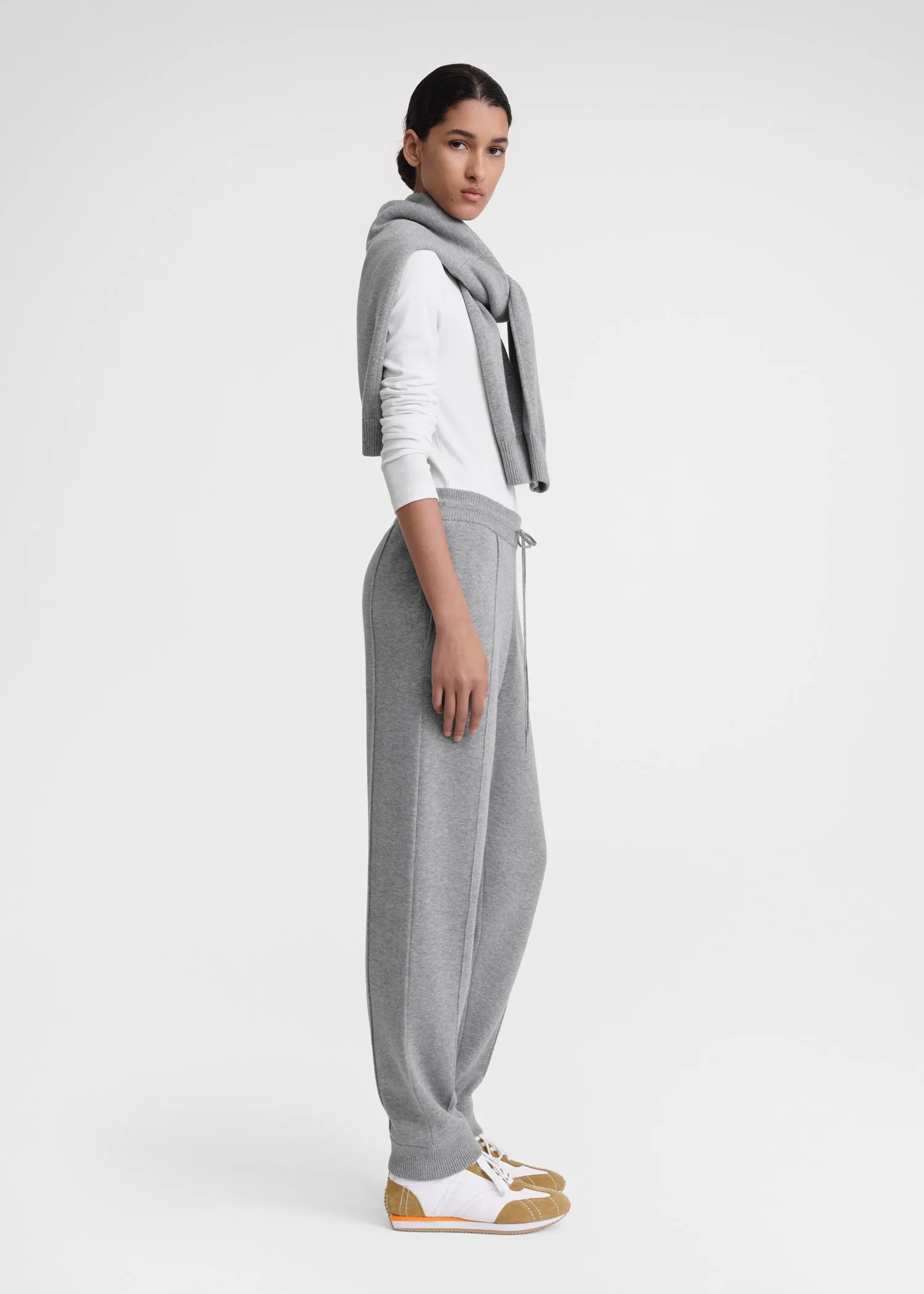 Cotton cashmere sweatpants grey melange