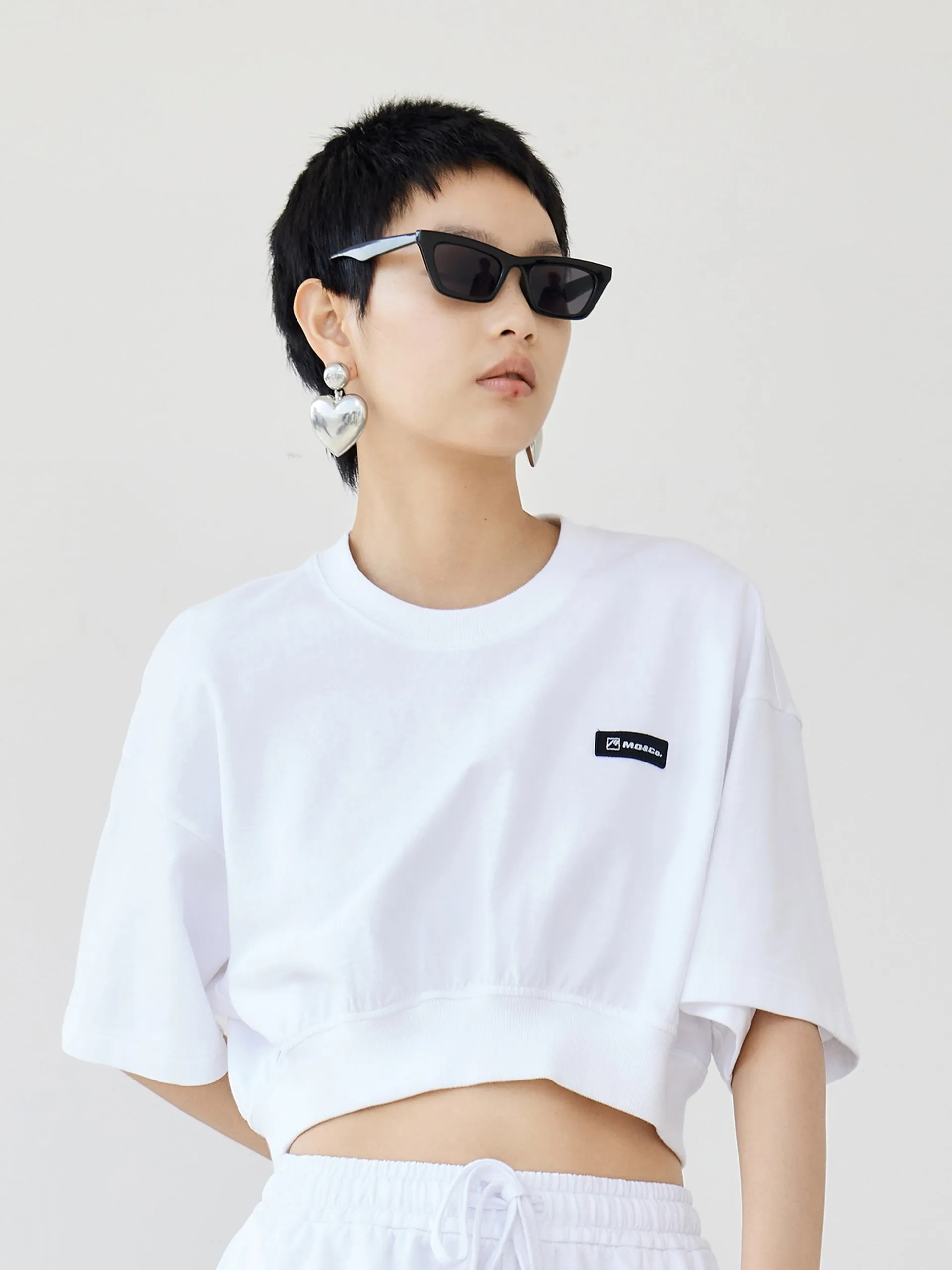 Cotton Round Neck Cropped T-Shirt