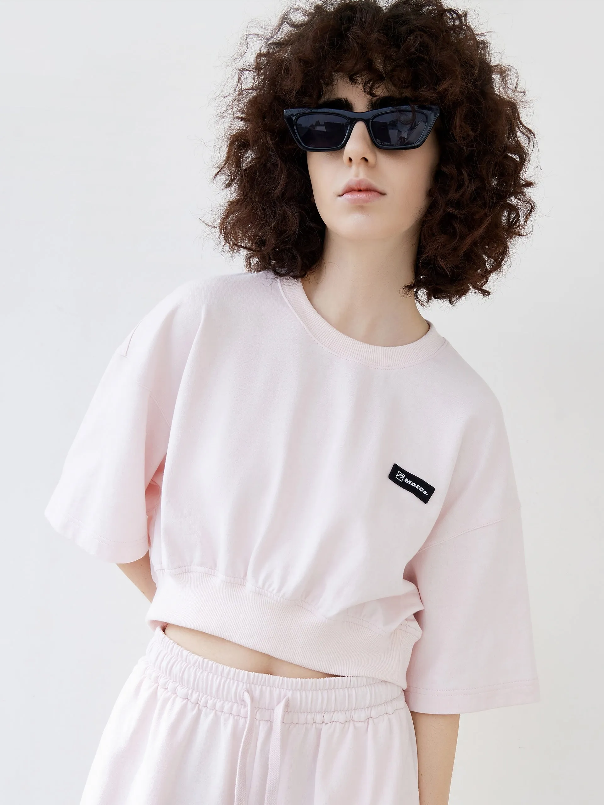 Cotton Round Neck Cropped T-Shirt