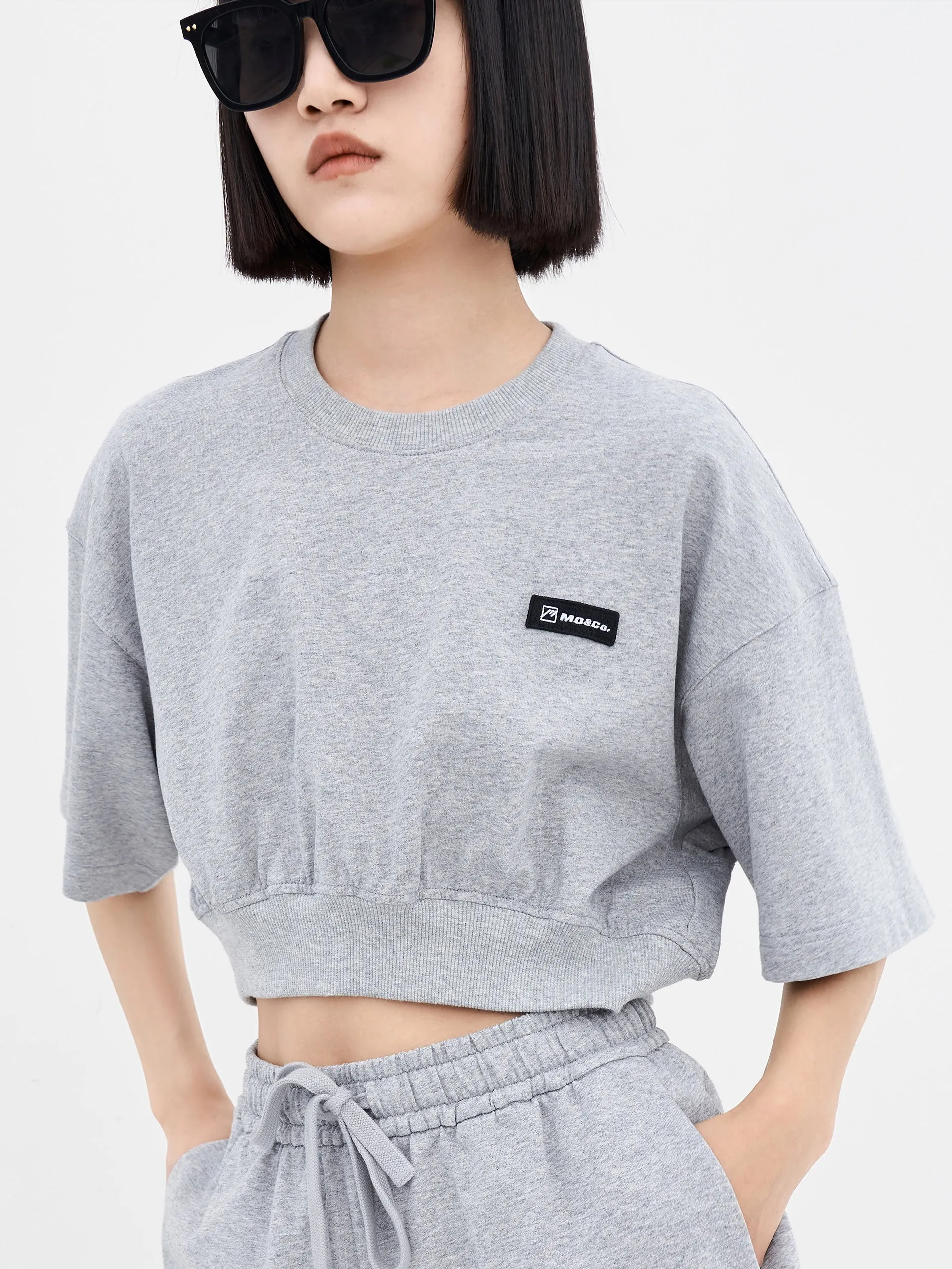 Cotton Round Neck Cropped T-Shirt