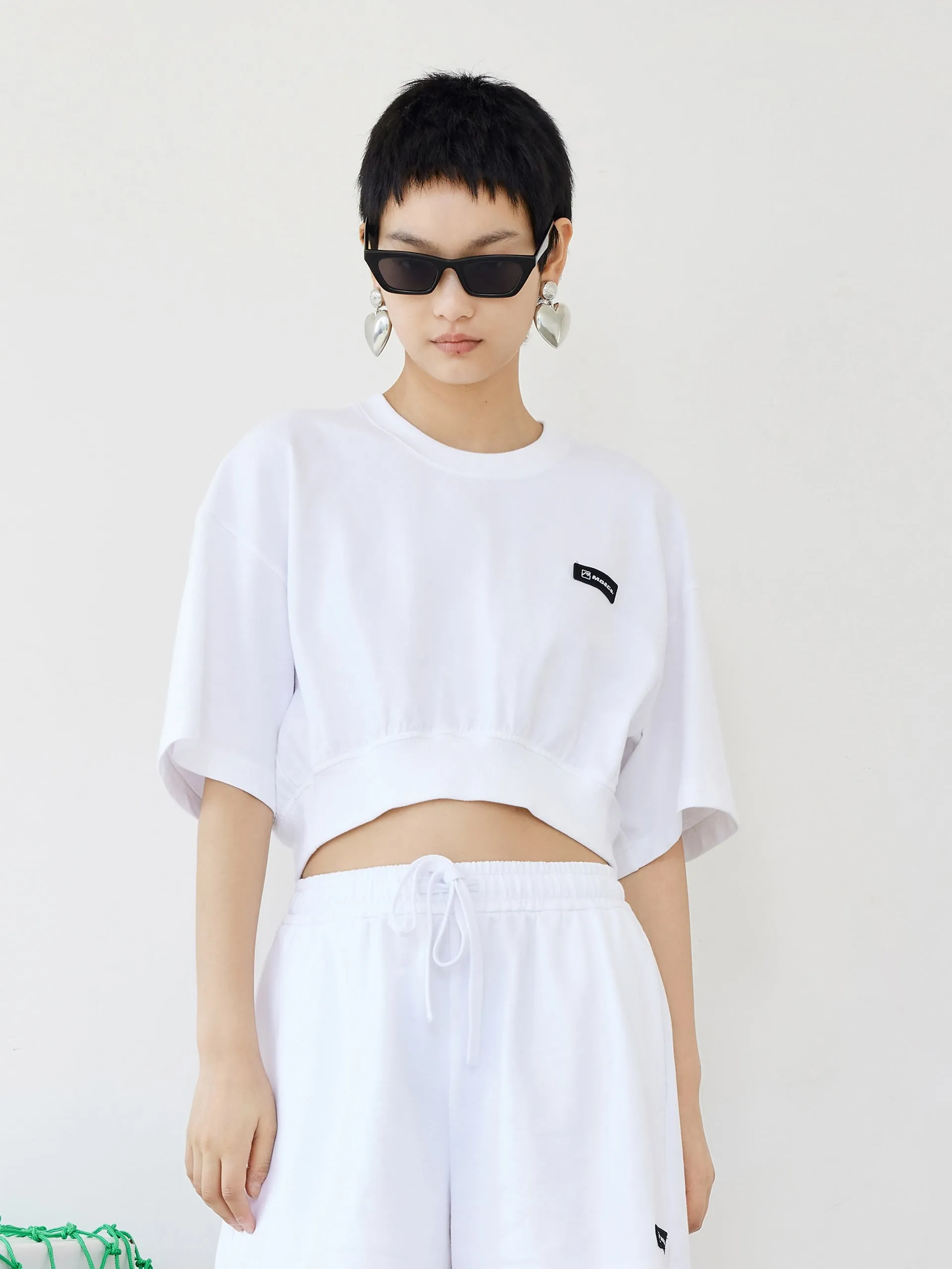 Cotton Round Neck Cropped T-Shirt