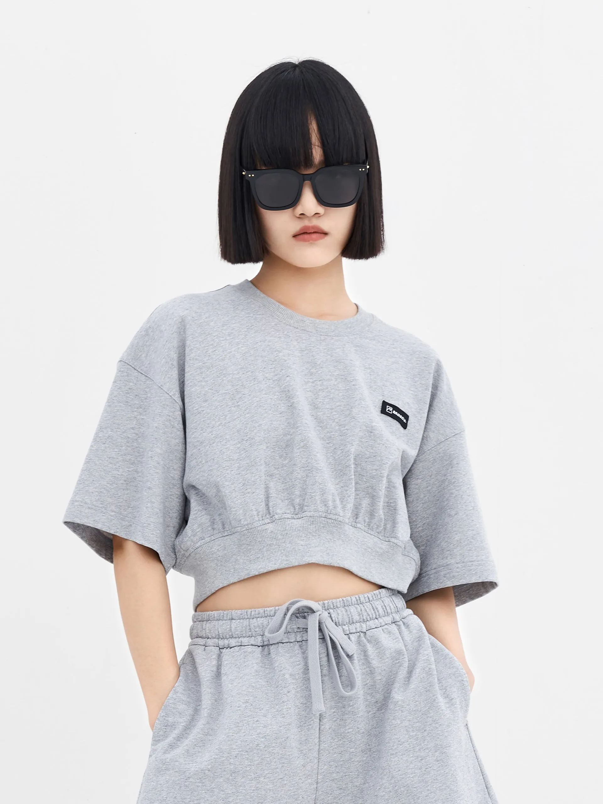 Cotton Round Neck Cropped T-Shirt