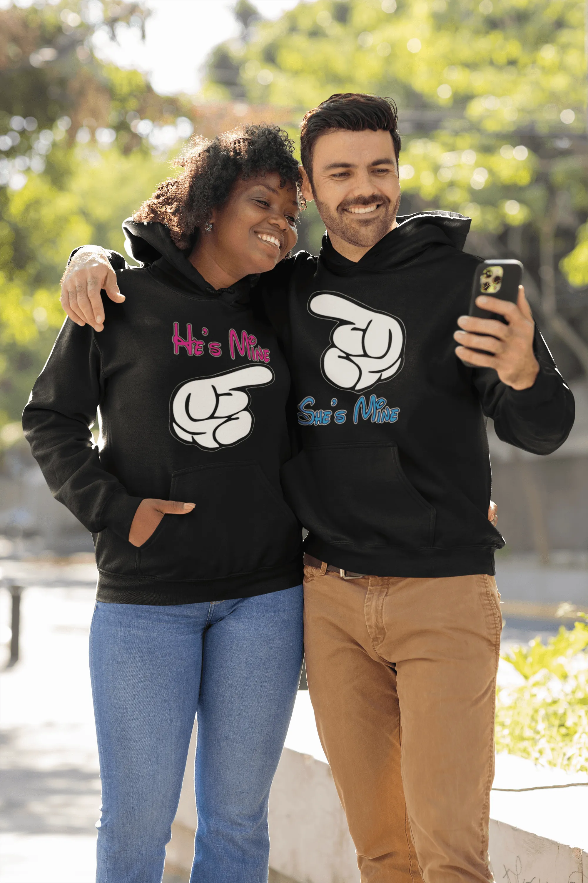 Couples Hoodie Set He's Mine/She's Mine Ultra Soft Blended Cotton Unisex Pullovers