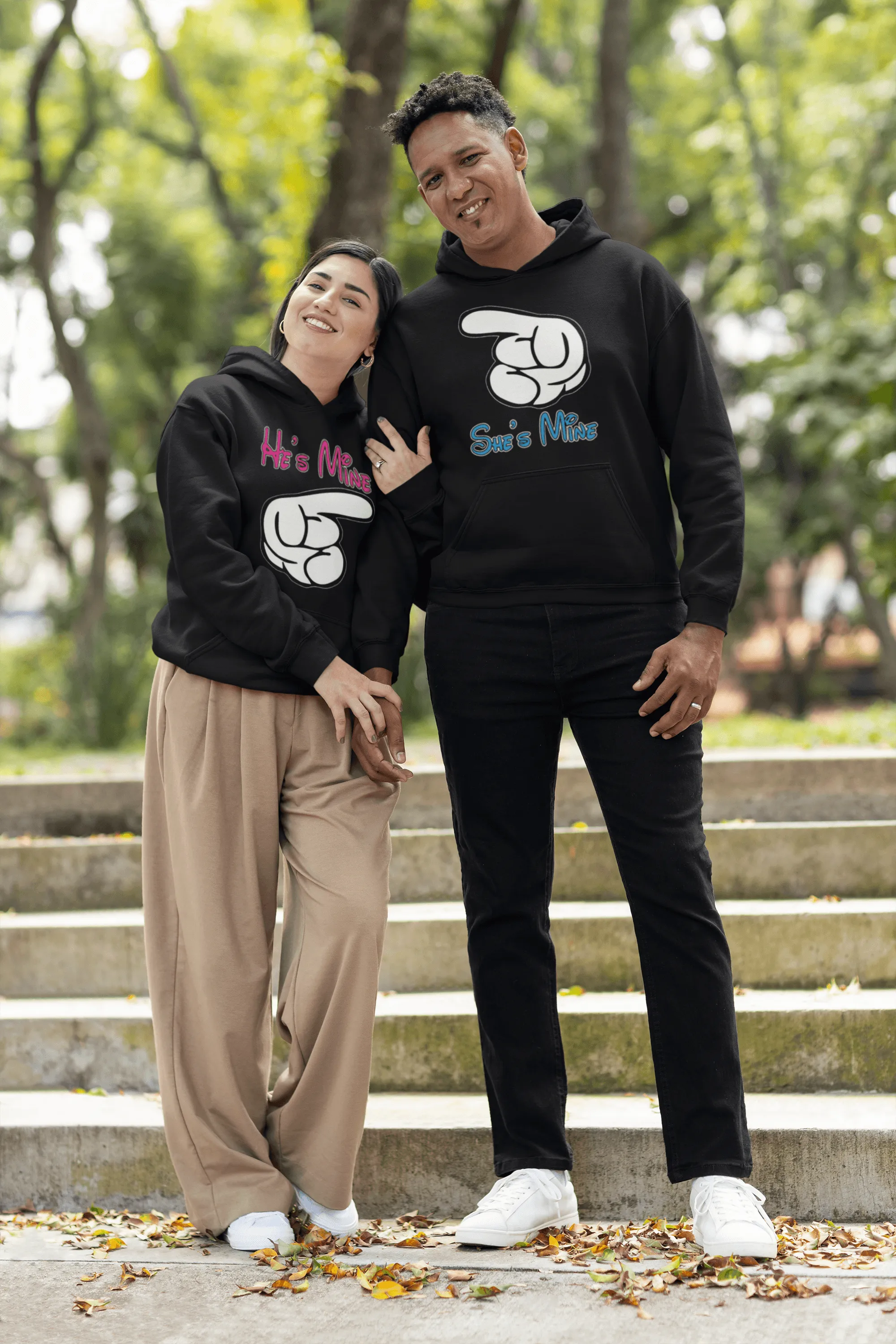 Couples Hoodie Set He's Mine/She's Mine Ultra Soft Blended Cotton Unisex Pullovers