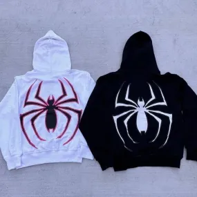 Couples Spider-Man Matching Full Zipper Hoodie For Couples - Viral & Comfy Oversized Hoodie (Black & White)