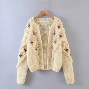 Crochet Flower Sweater Cardigan