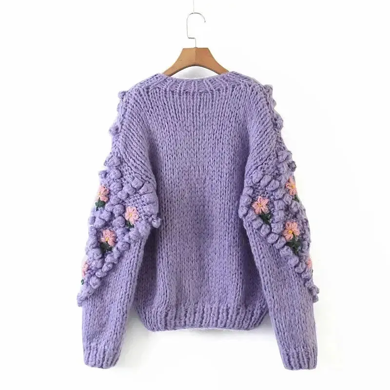 Crochet Flower Sweater Cardigan