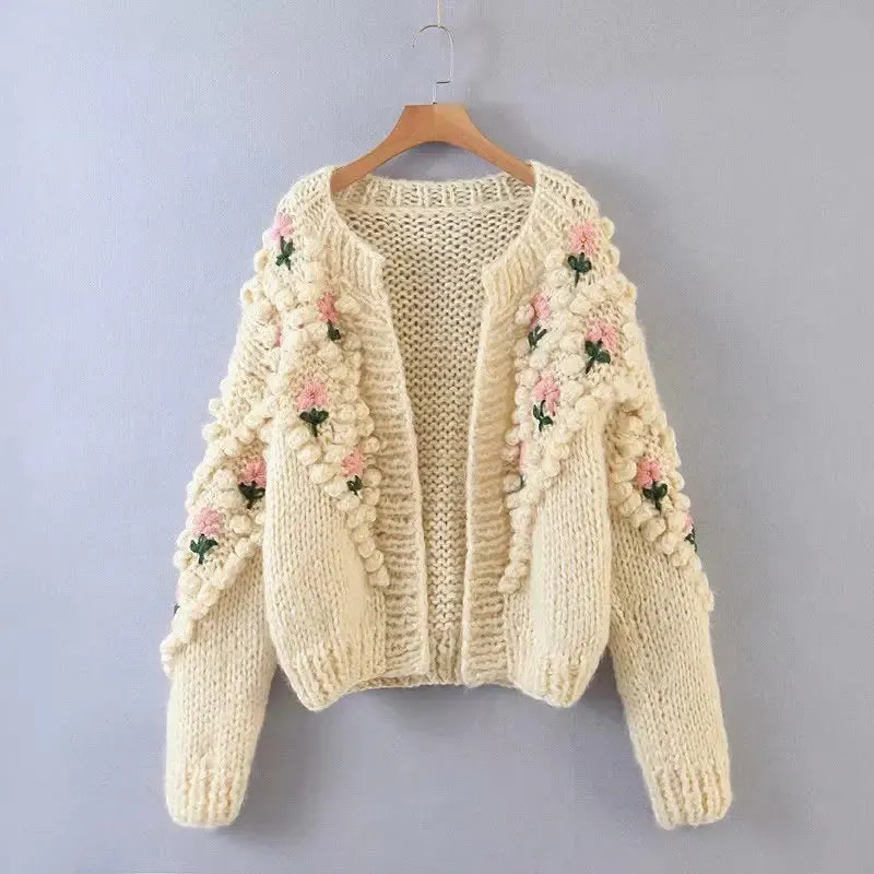 Crochet Flower Sweater Cardigan