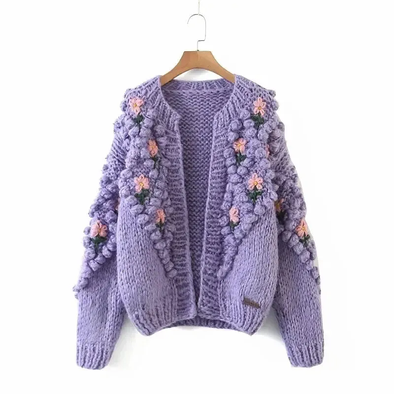 Crochet Flower Sweater Cardigan