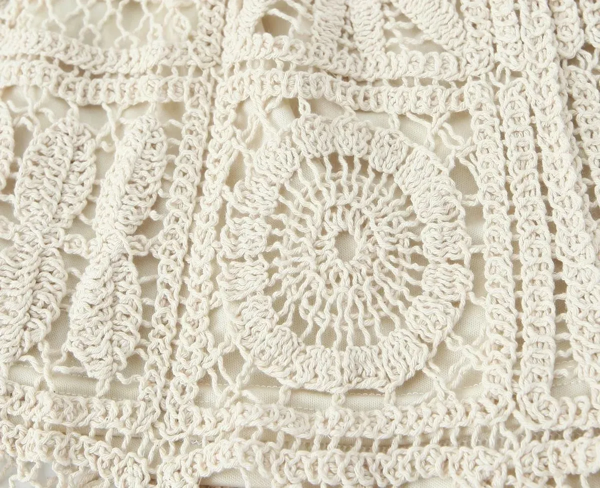 Crocheted Knitted Cardigan Wide-leg Lace Pants