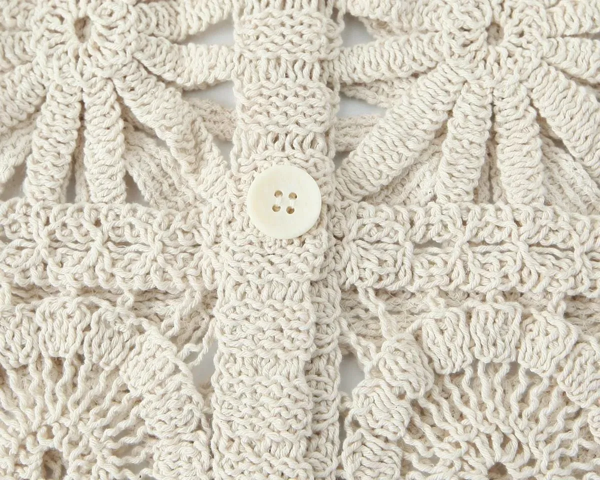 Crocheted Knitted Cardigan Wide-leg Lace Pants