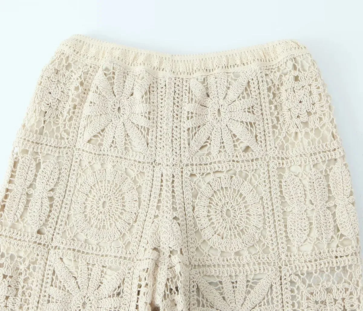 Crocheted Knitted Cardigan Wide-leg Lace Pants