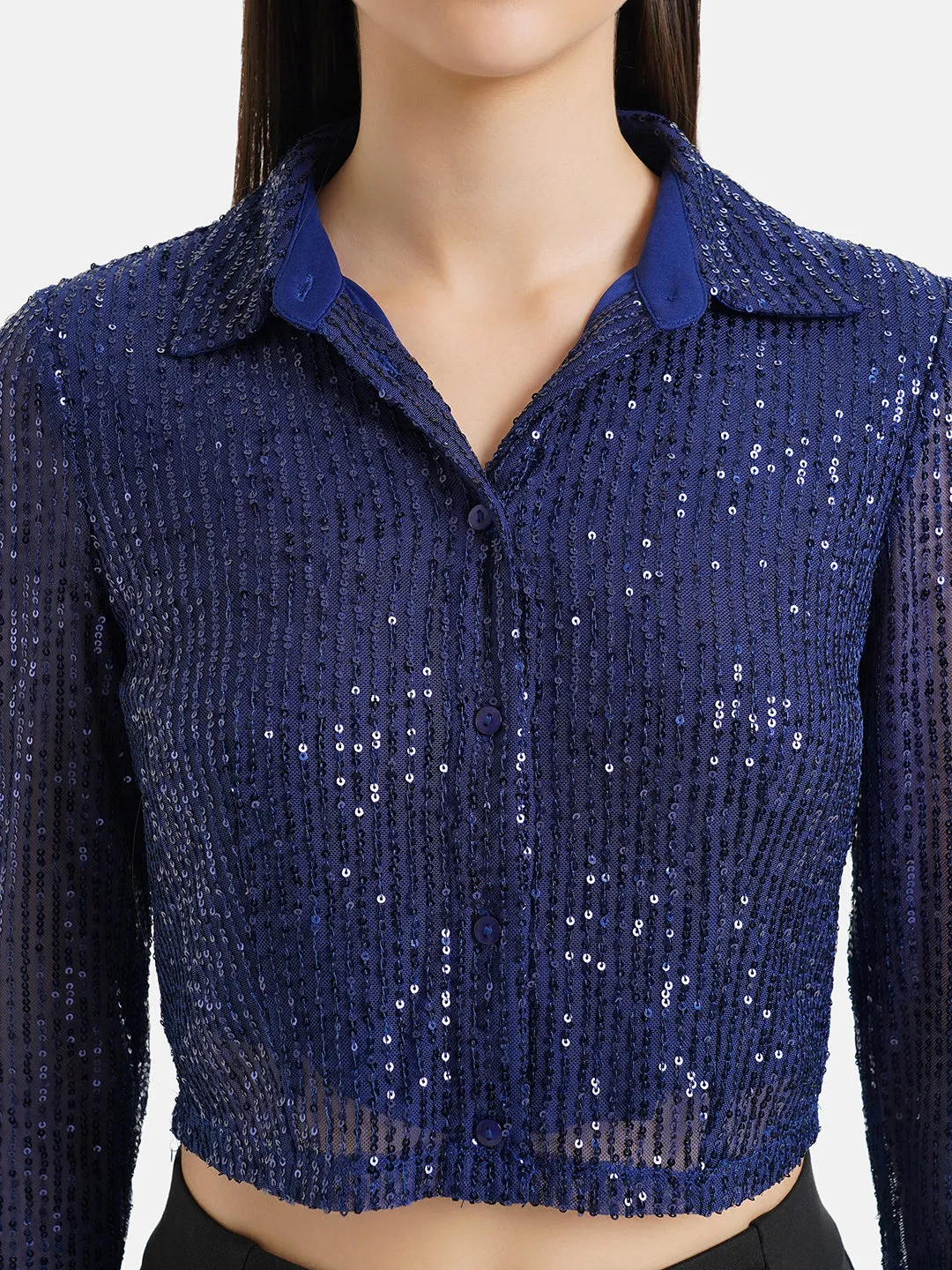 Cropped Sequin Shirt