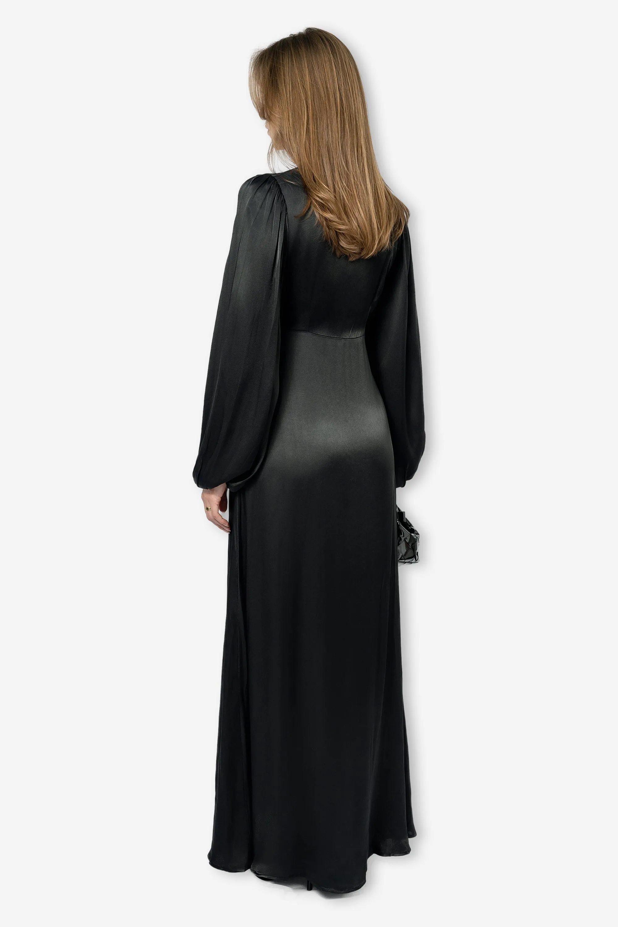 Crépe Satin Maxi Dress Black