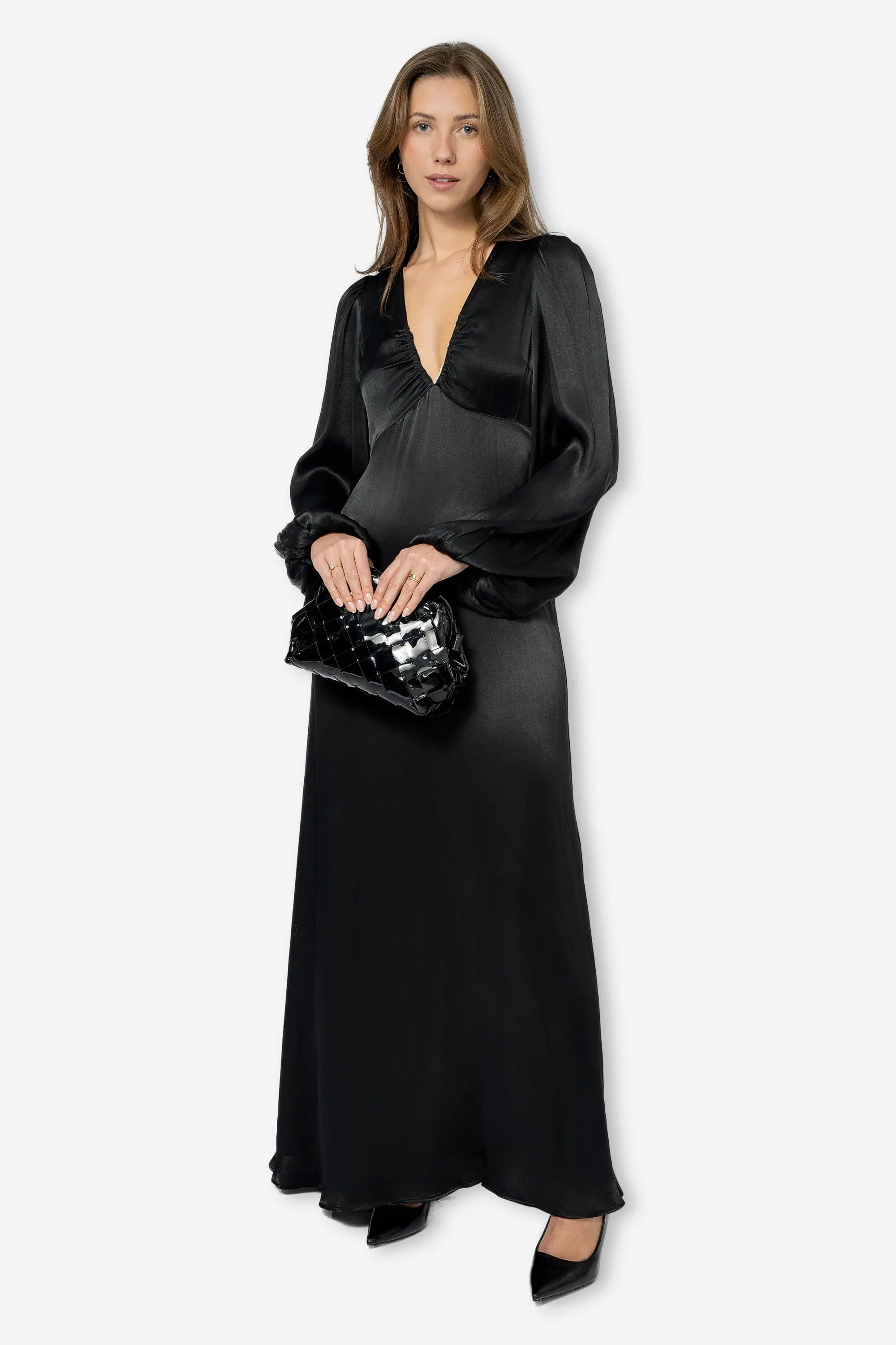 Crépe Satin Maxi Dress Black