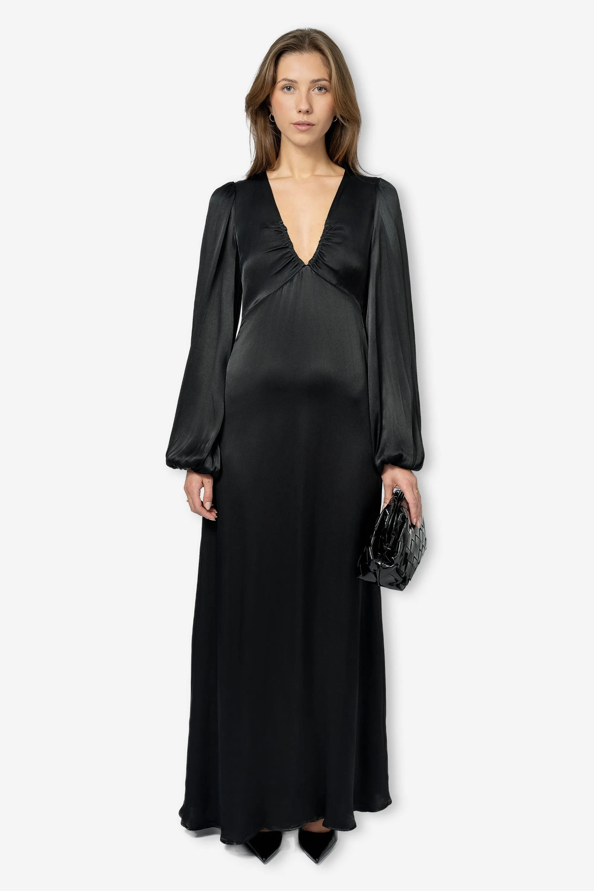 Crépe Satin Maxi Dress Black