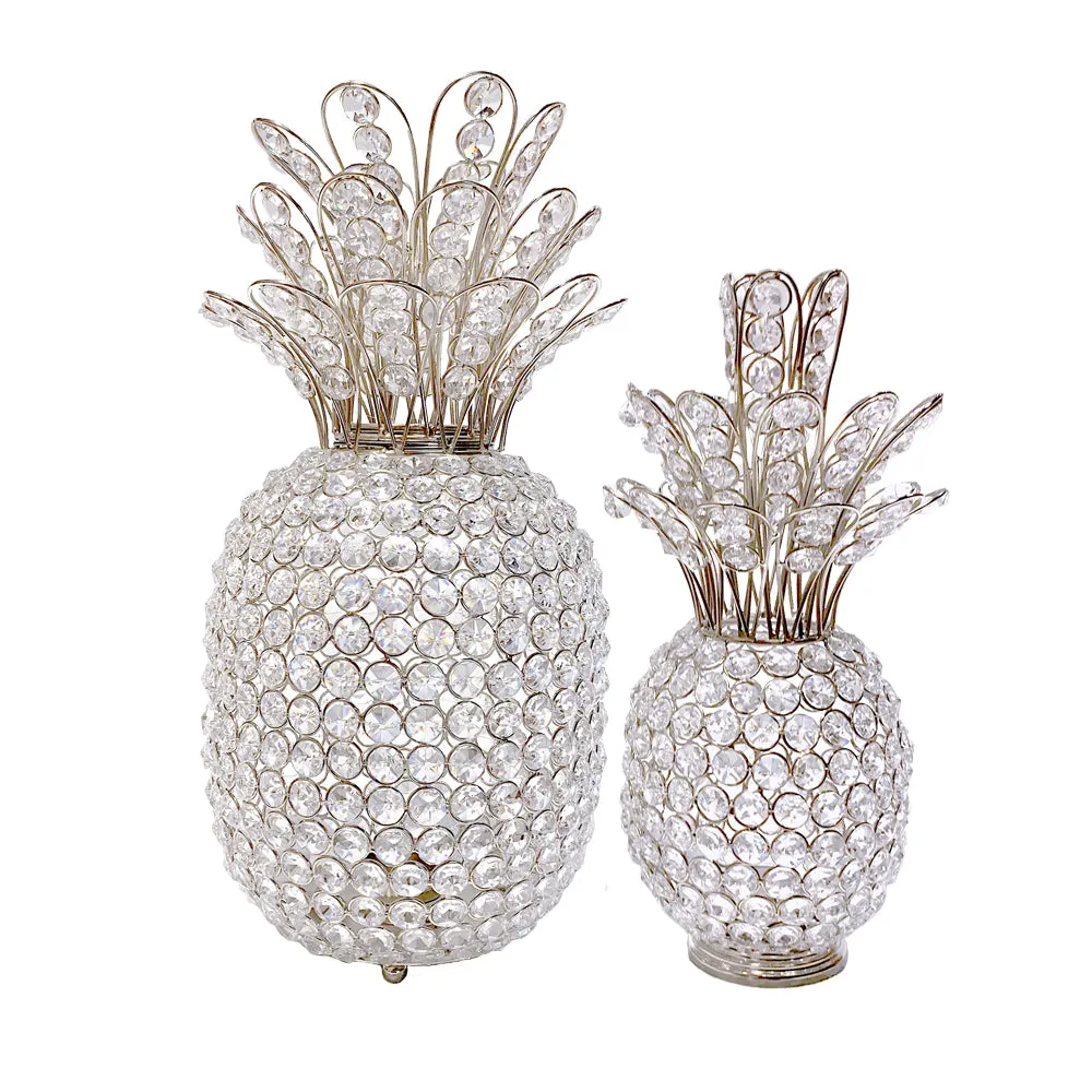 Crystal Silver Pineapple Sculpture, Clear