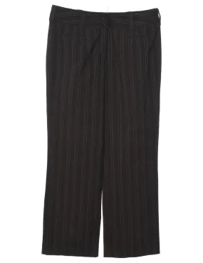 Dark Brown Pinstriped Trousers - W34 L30