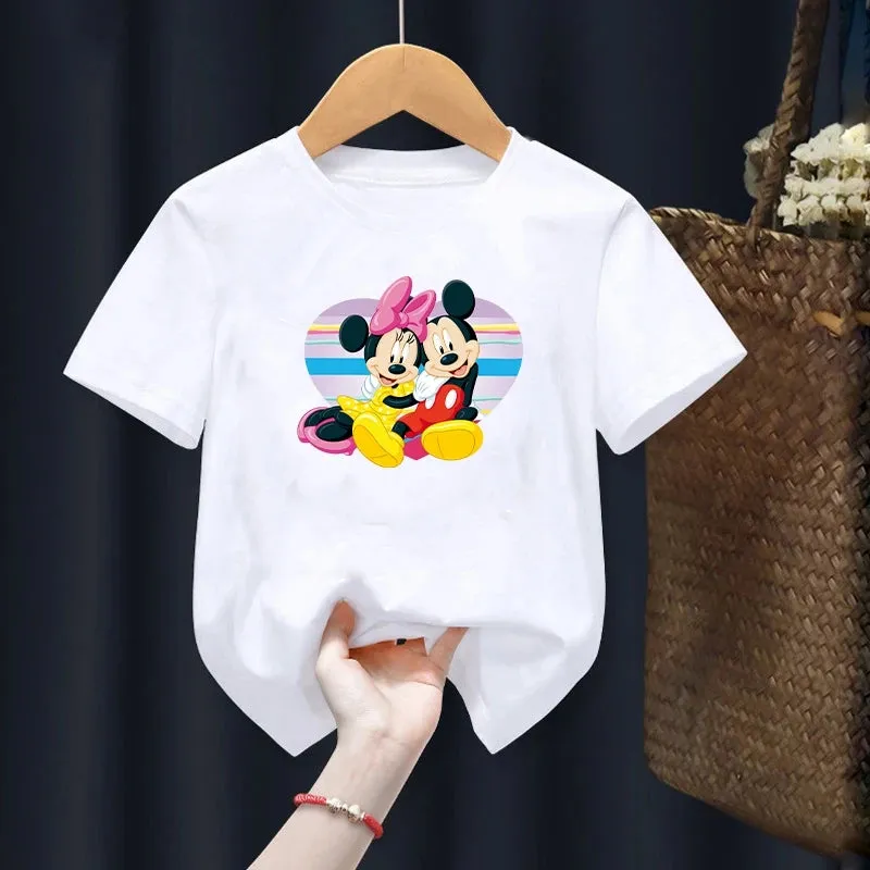 Disney Mickey Mouse Children T-Shirt Cartoon Children Casual Clothes Tee Shirt Kid Girl Boy Anime Fashion Y2K Top Kawaii T Shirt