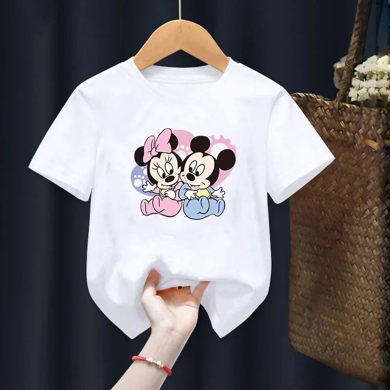 Disney Mickey Mouse Children T-Shirt Cartoon Children Casual Clothes Tee Shirt Kid Girl Boy Anime Fashion Y2K Top Kawaii T Shirt