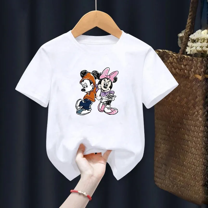 Disney Mickey Mouse Children T-Shirt Cartoon Children Casual Clothes Tee Shirt Kid Girl Boy Anime Fashion Y2K Top Kawaii T Shirt