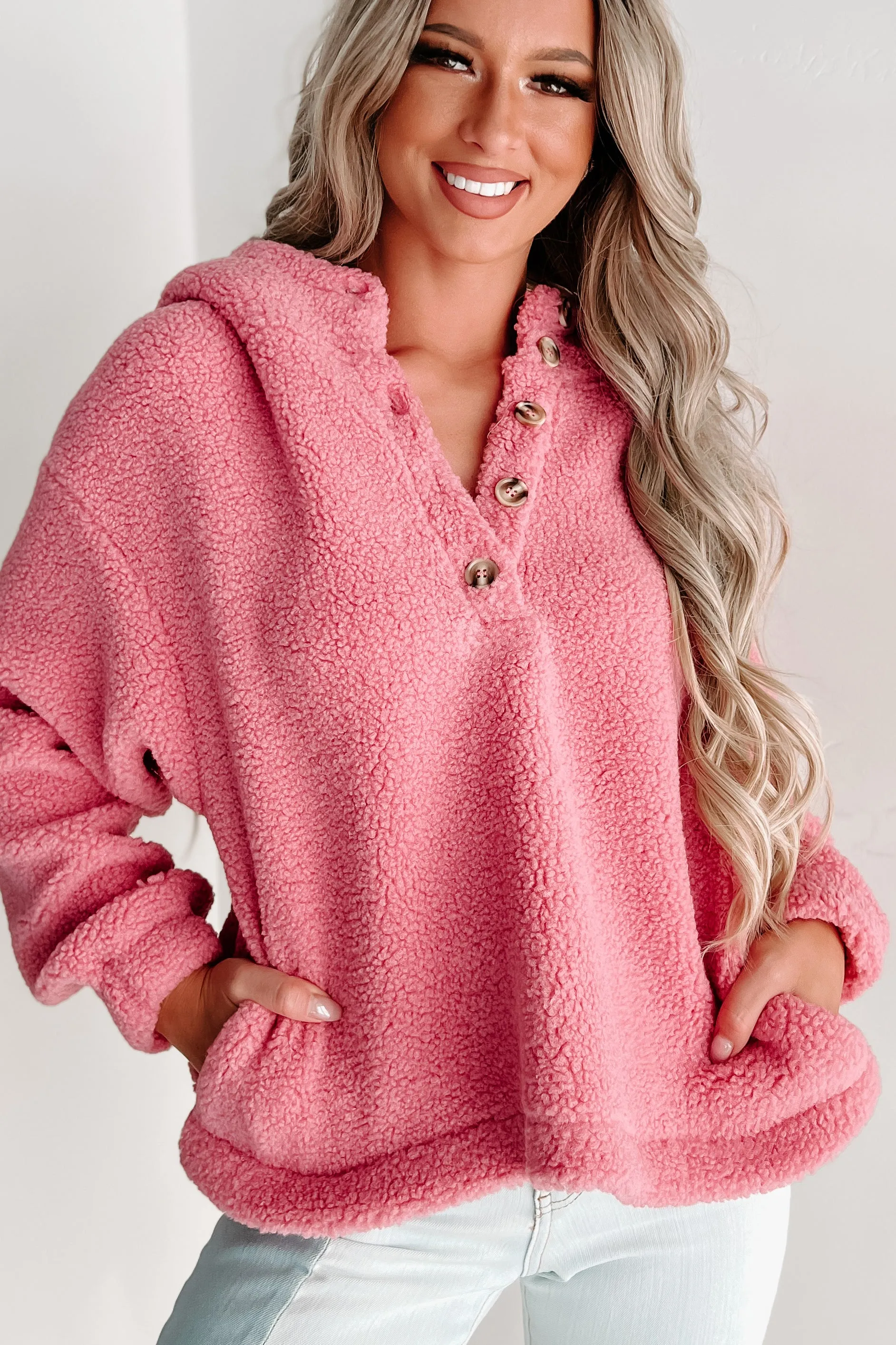 Doorbuster- Too Sweet For Words Hooded Teddy Pullover (Pink)