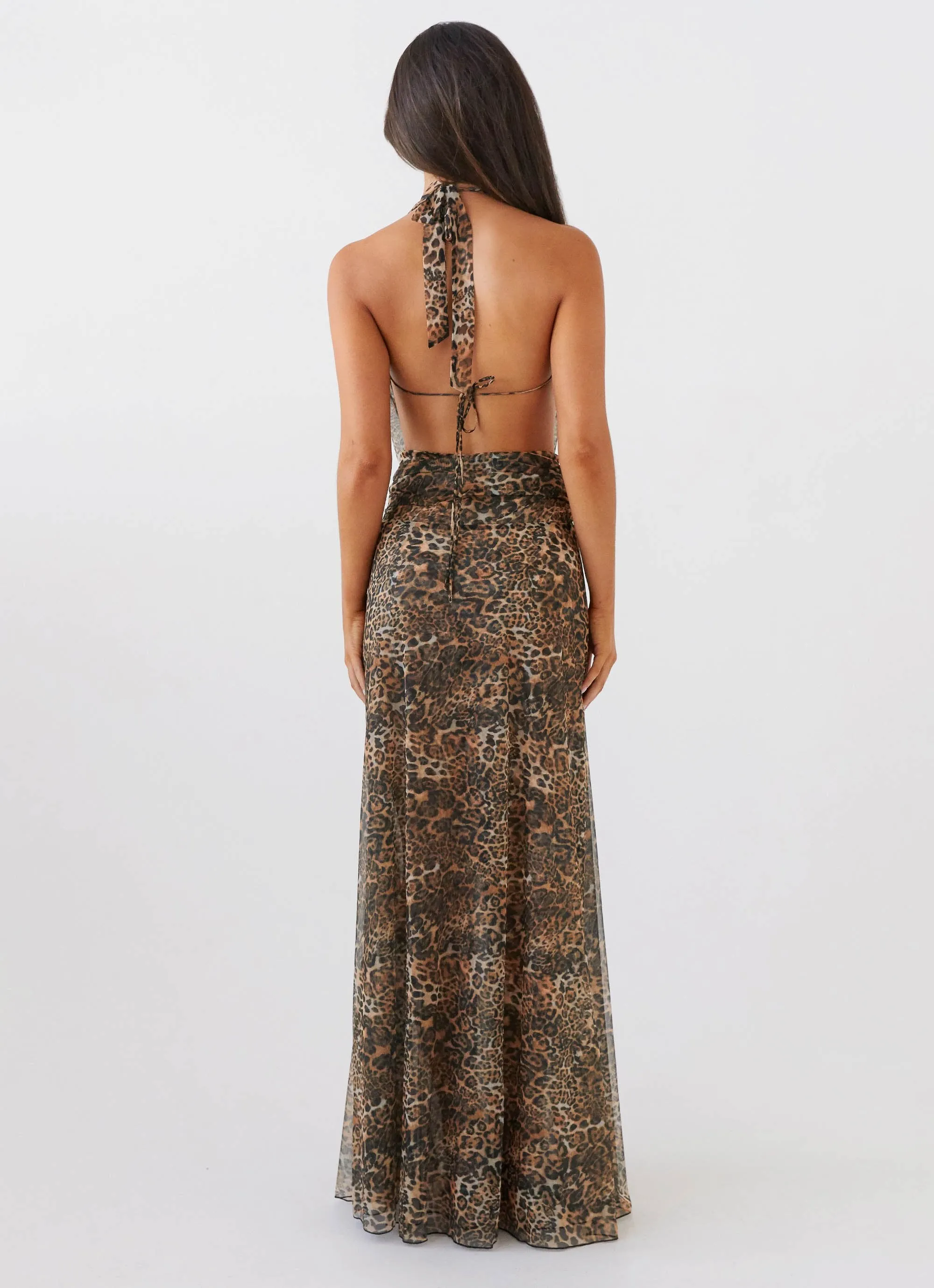 Elysia Mesh Maxi Dress - Leopard