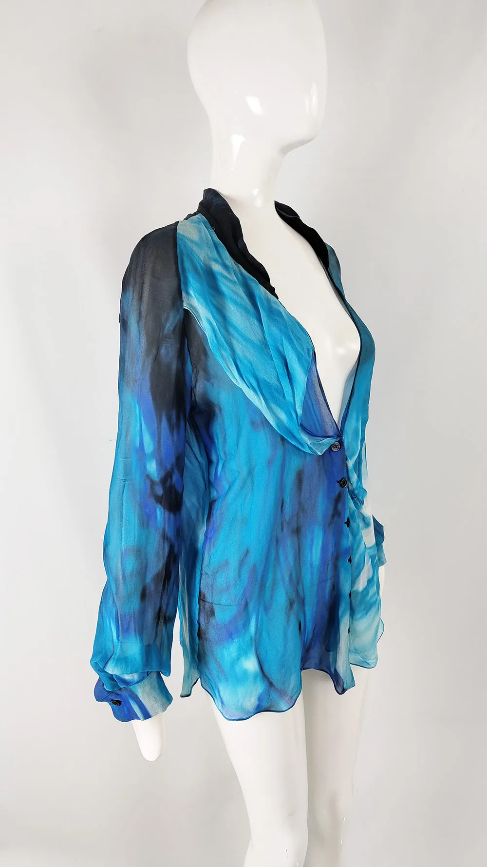 Emanuel Ungaro Vintage Sheer Silk Chiffon Blouse