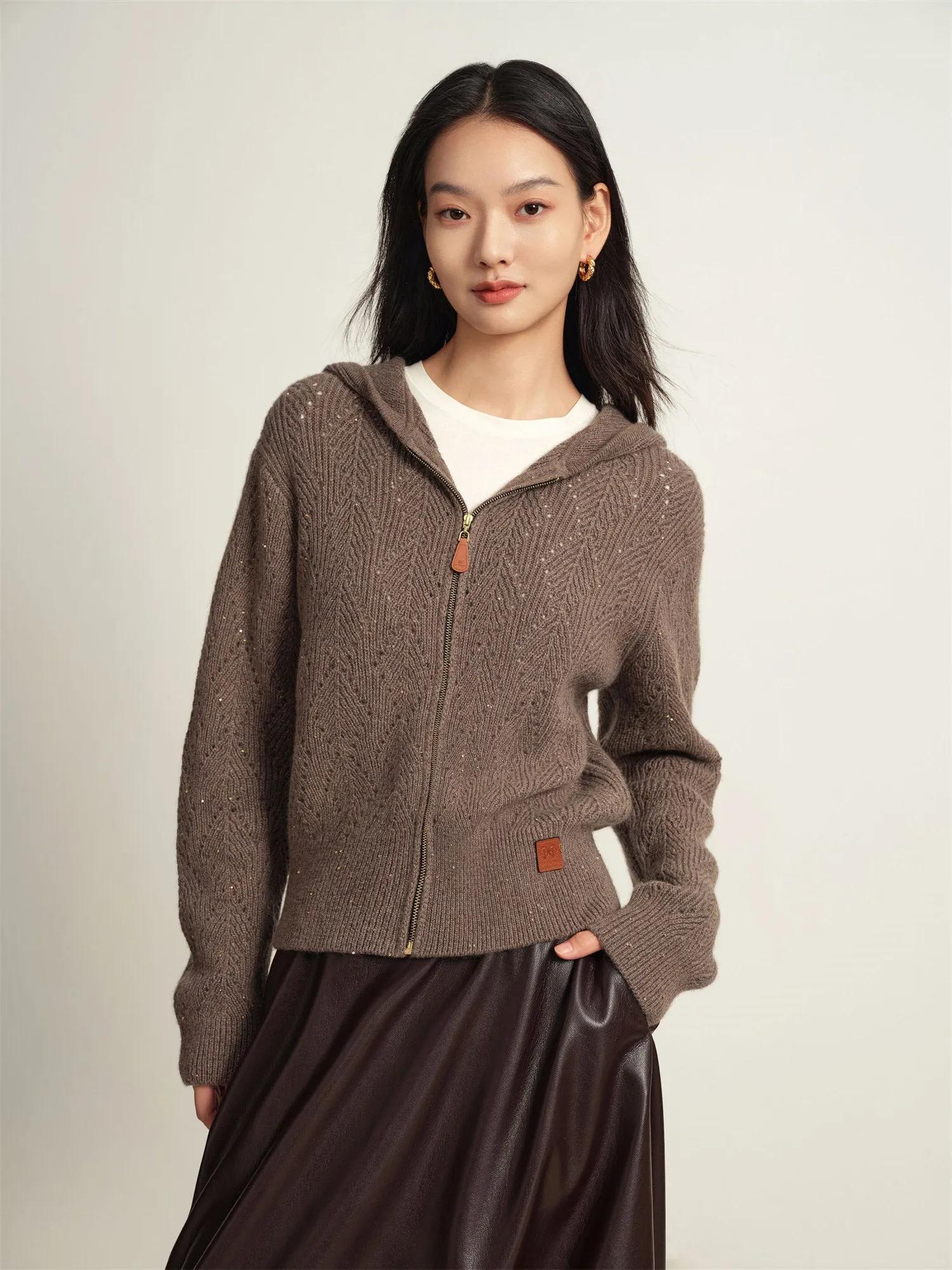 EP YAYING Sheep Wool Knitted Cardigan