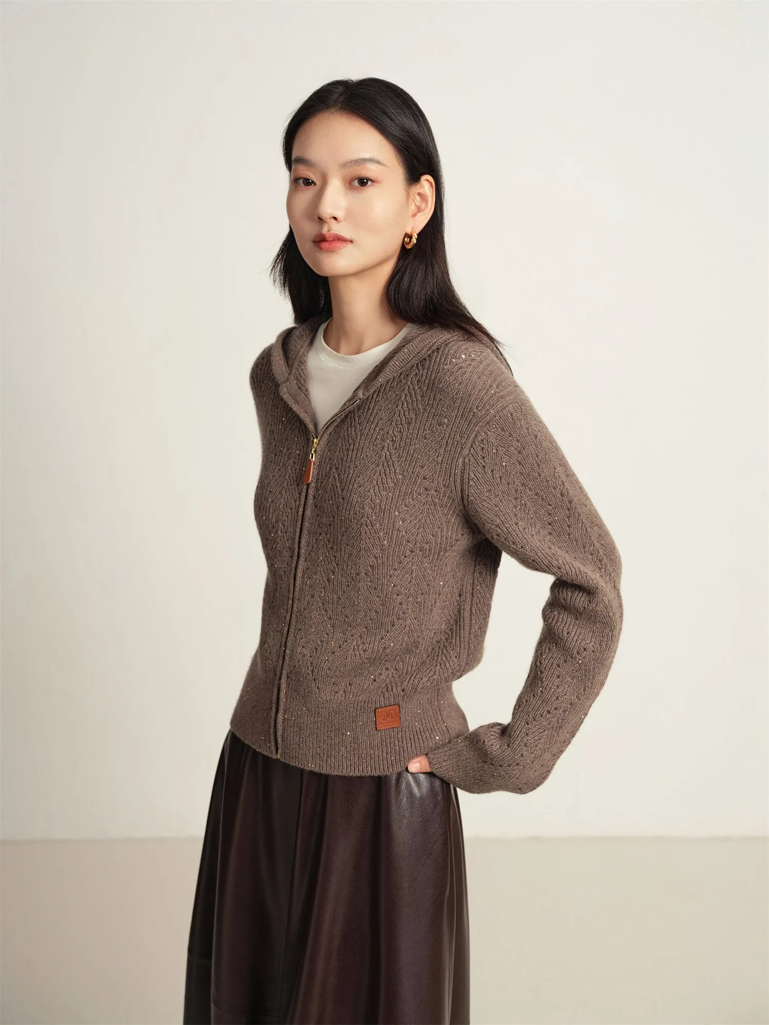 EP YAYING Sheep Wool Knitted Cardigan