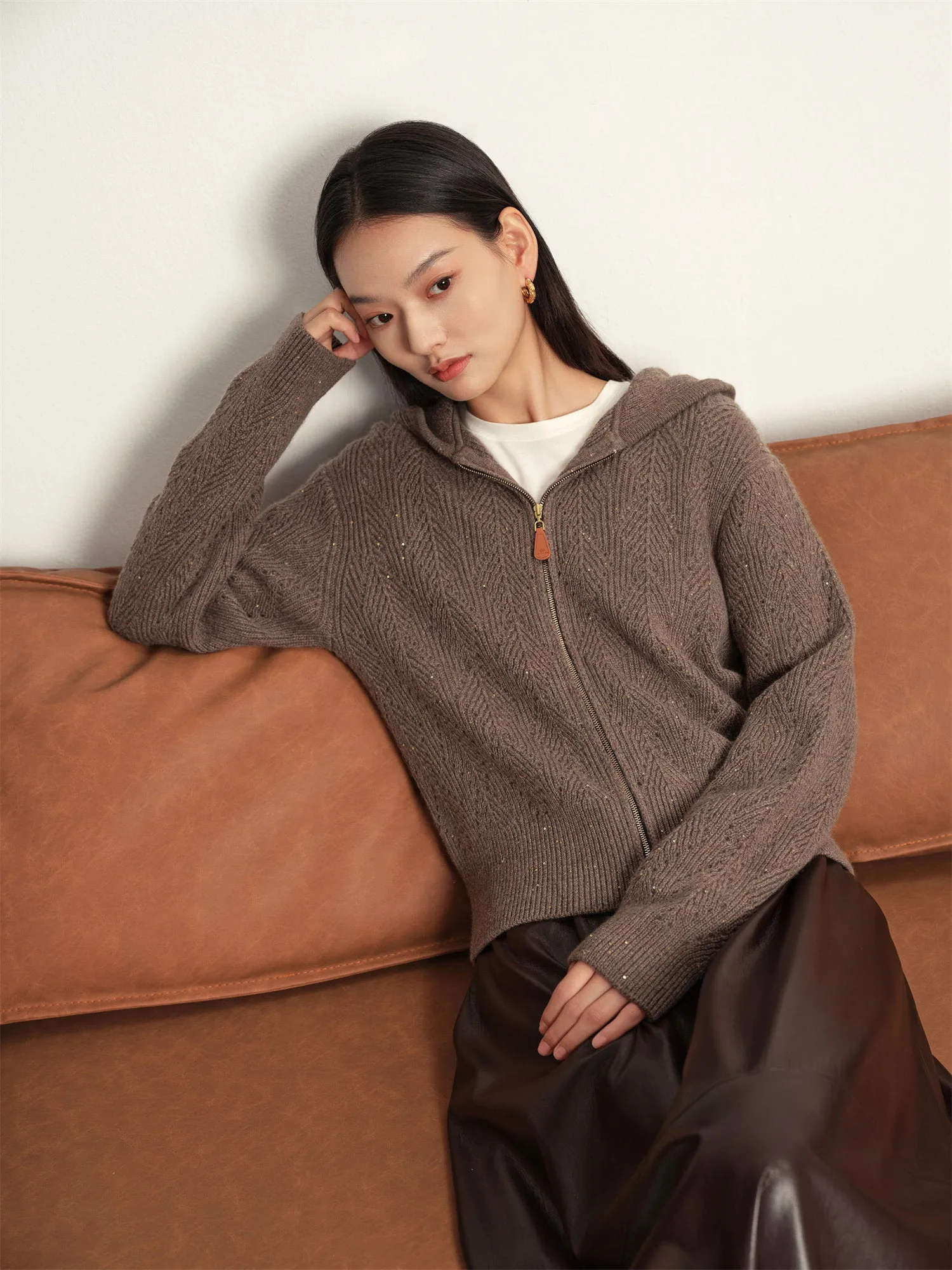 EP YAYING Sheep Wool Knitted Cardigan