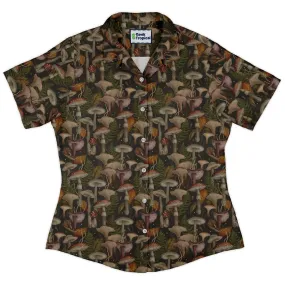 Episodic Autumn Mushroom Collage Curvy Button Up Shirt