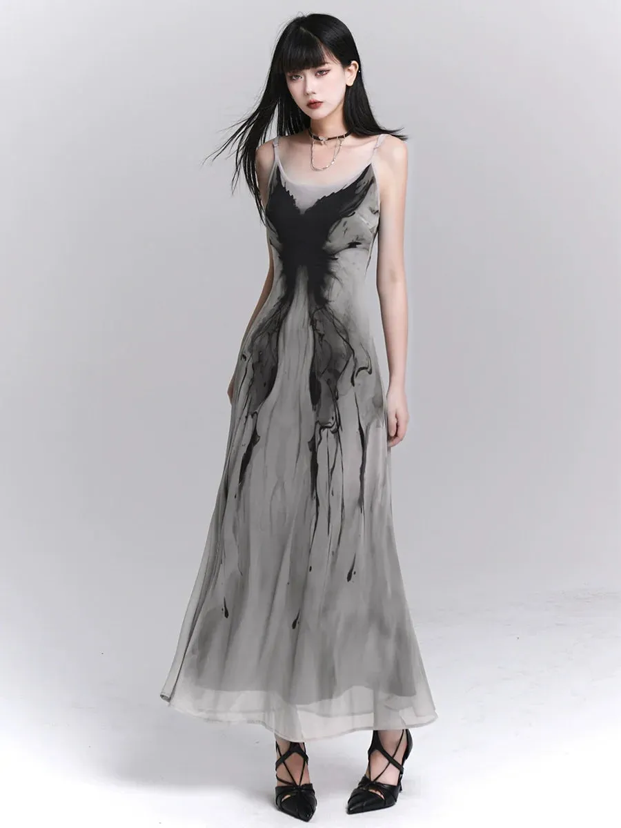 Ethereal Ink Splash Maxi Dress