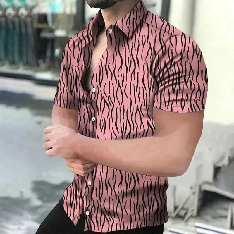 Fashion Leopard 3D Printed Shirt Summer New Men's Hawaiian Casual Short Sleeves Shirts Streetwear Outdoor Blouse Man's Clothing