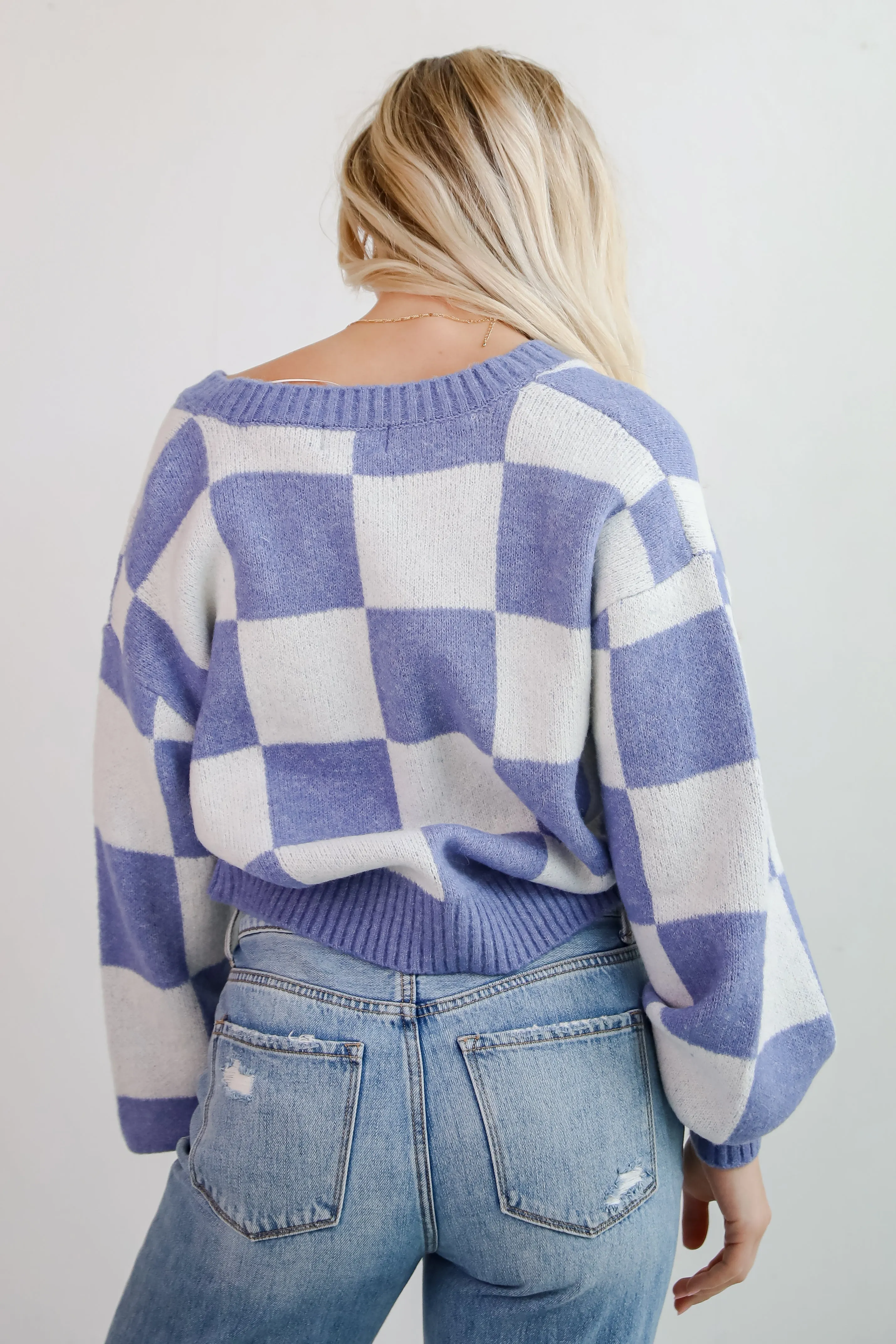 FINAL SALE - Cuddly Effect Checkered Sweater Cardigan