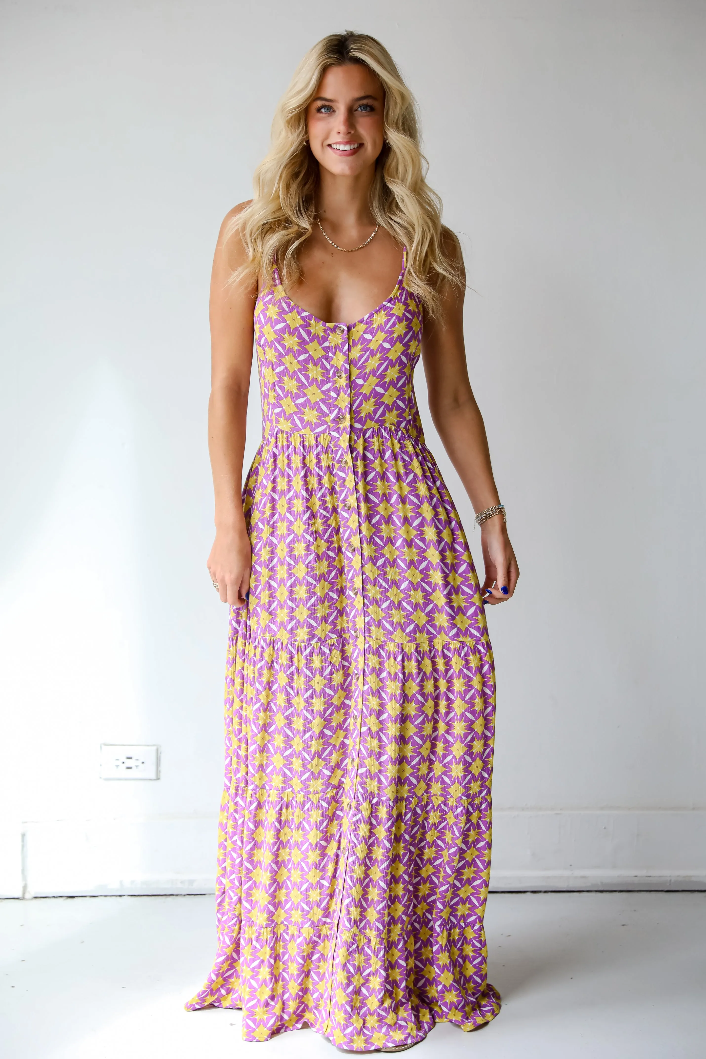 FINAL SALE - Easily Radiant Purple Tiered Maxi Dress