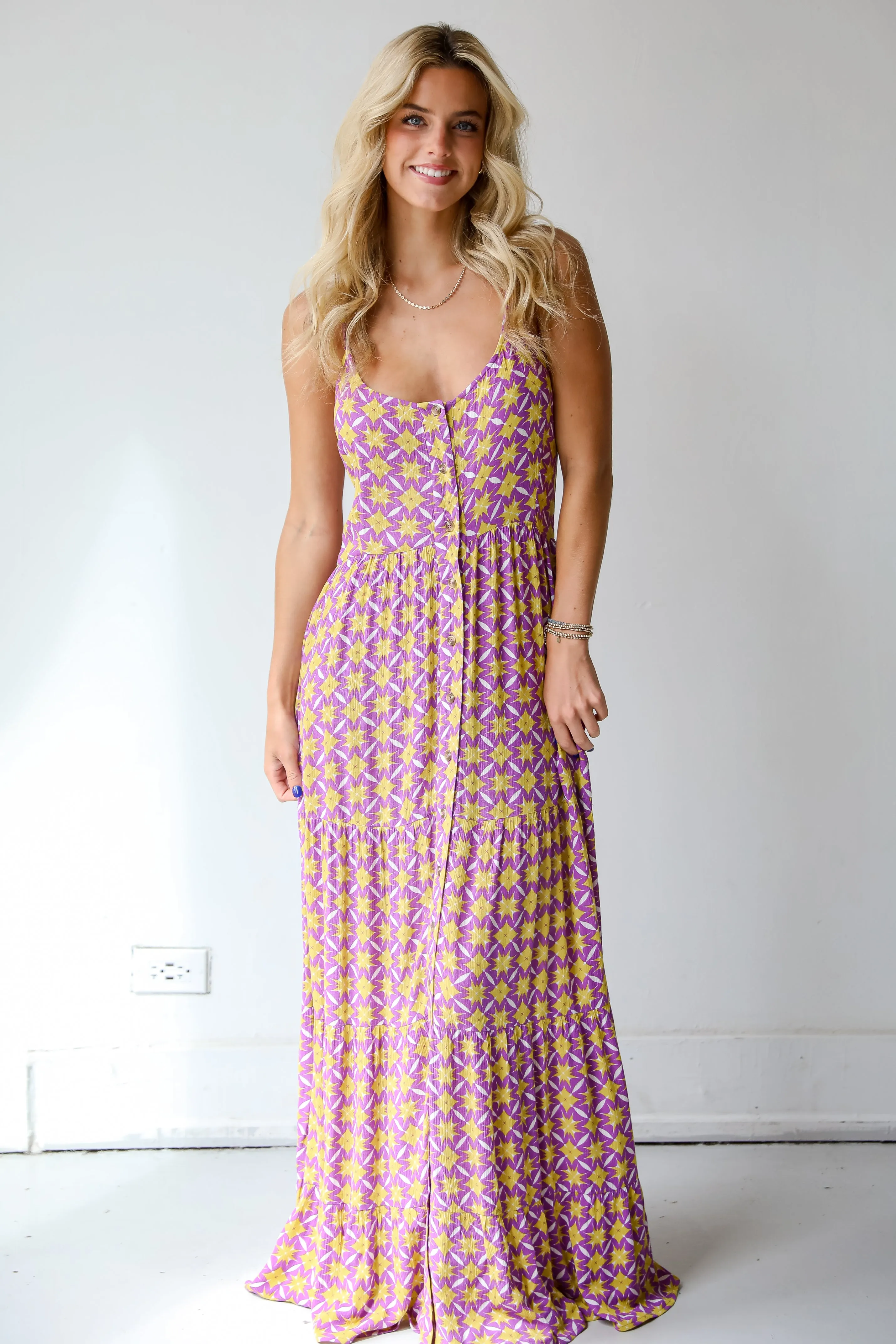 FINAL SALE - Easily Radiant Purple Tiered Maxi Dress