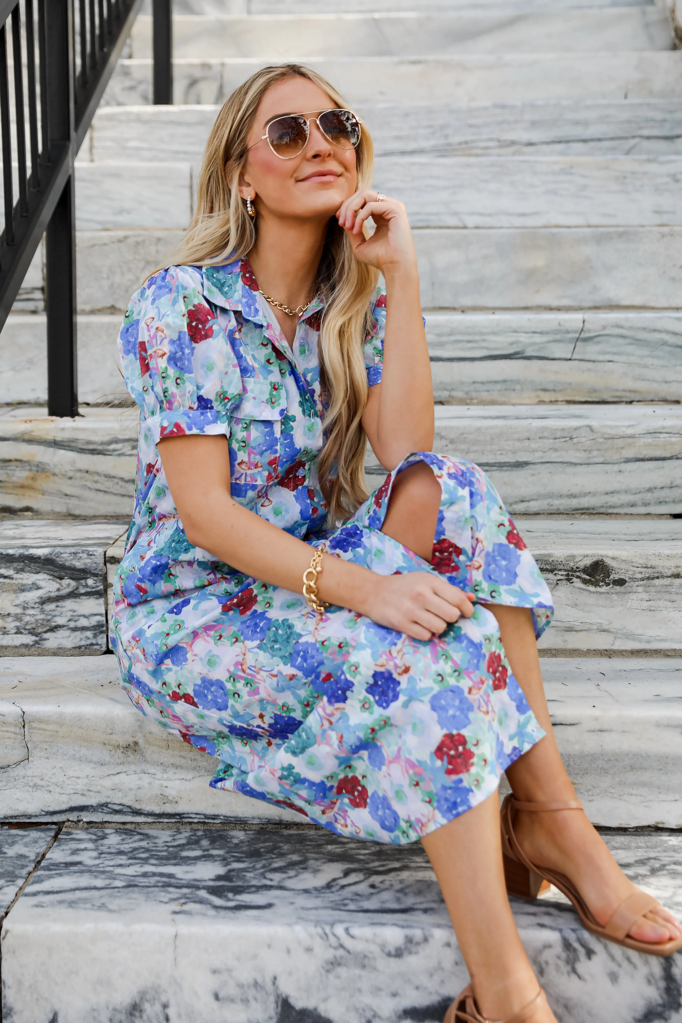 FINAL SALE - Favorite RSVP Blue Floral Maxi Dress