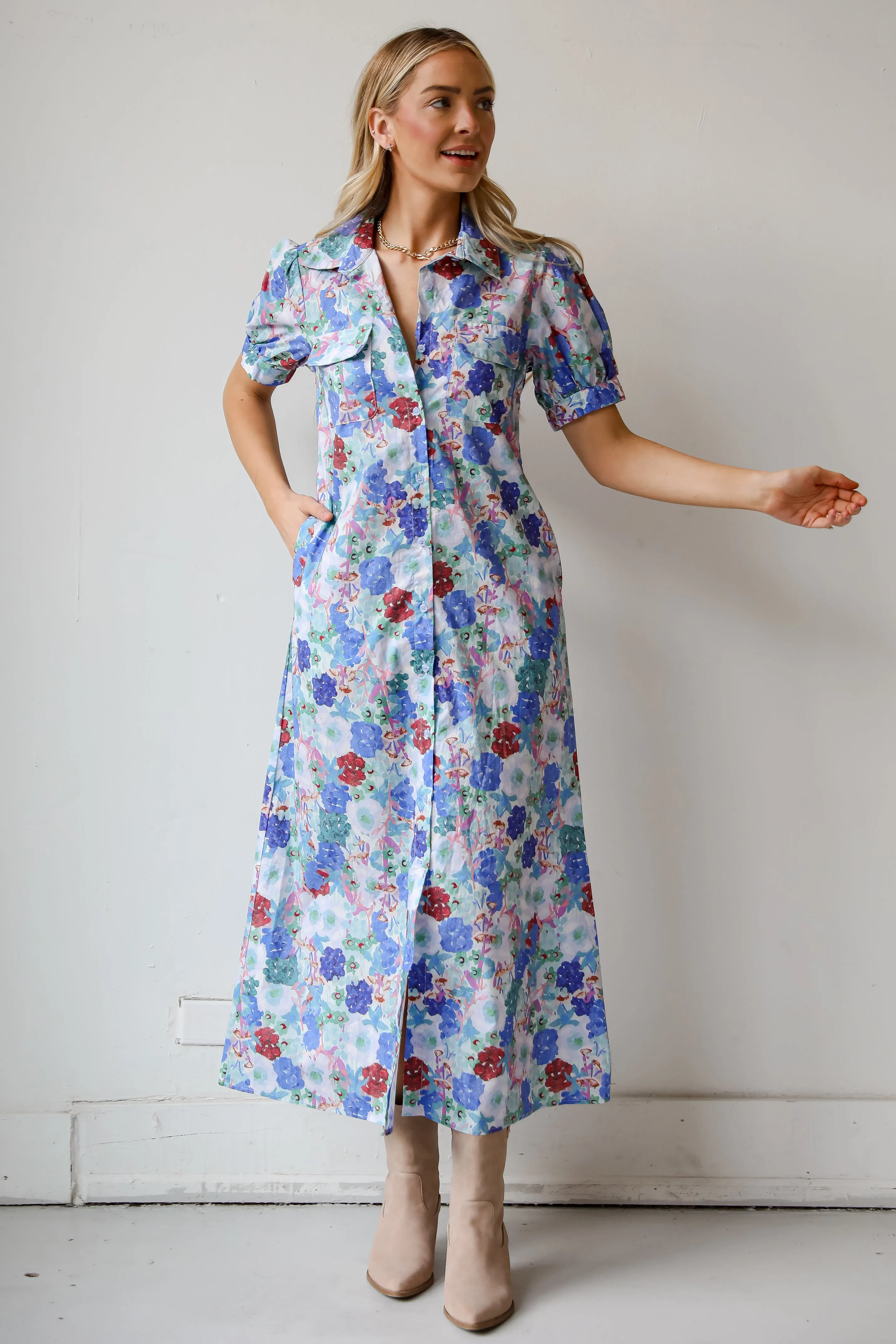 FINAL SALE - Favorite RSVP Blue Floral Maxi Dress