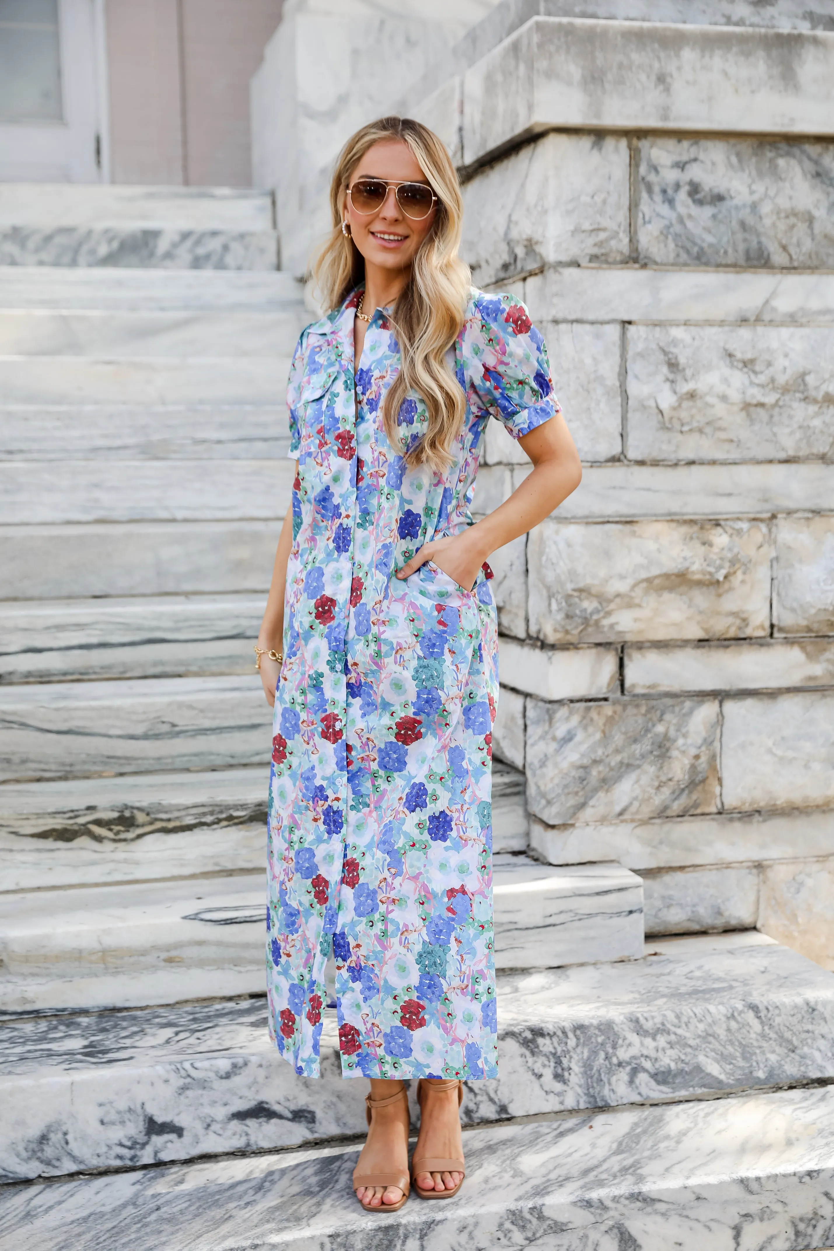 FINAL SALE - Favorite RSVP Blue Floral Maxi Dress