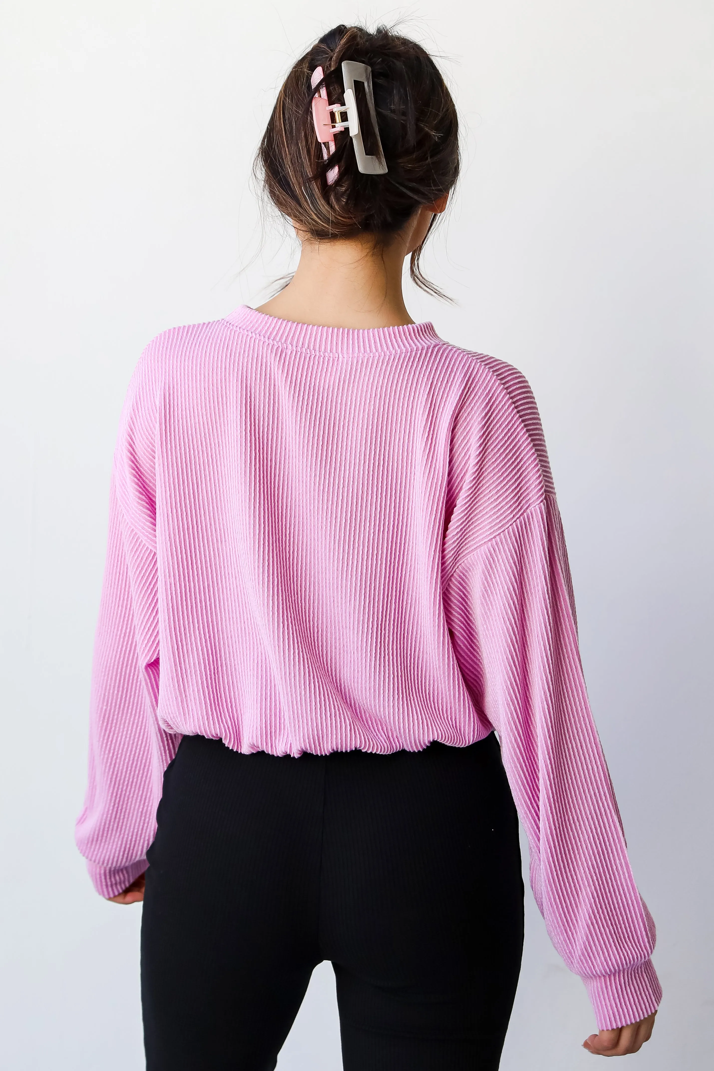 FINAL SALE - Perfect Aesthetic Cropped Corded Pullover