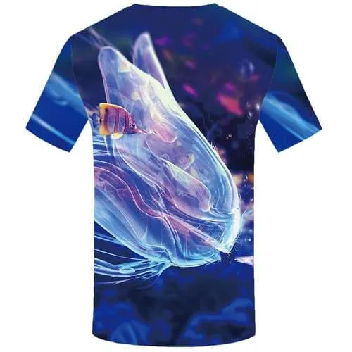 Fish T-shirt Men Animal Tshirts Cool Tracksuits Tshirts Casual Jellyfish Tshirt Printed Harajuku Tshirt Anime Short Sleeve