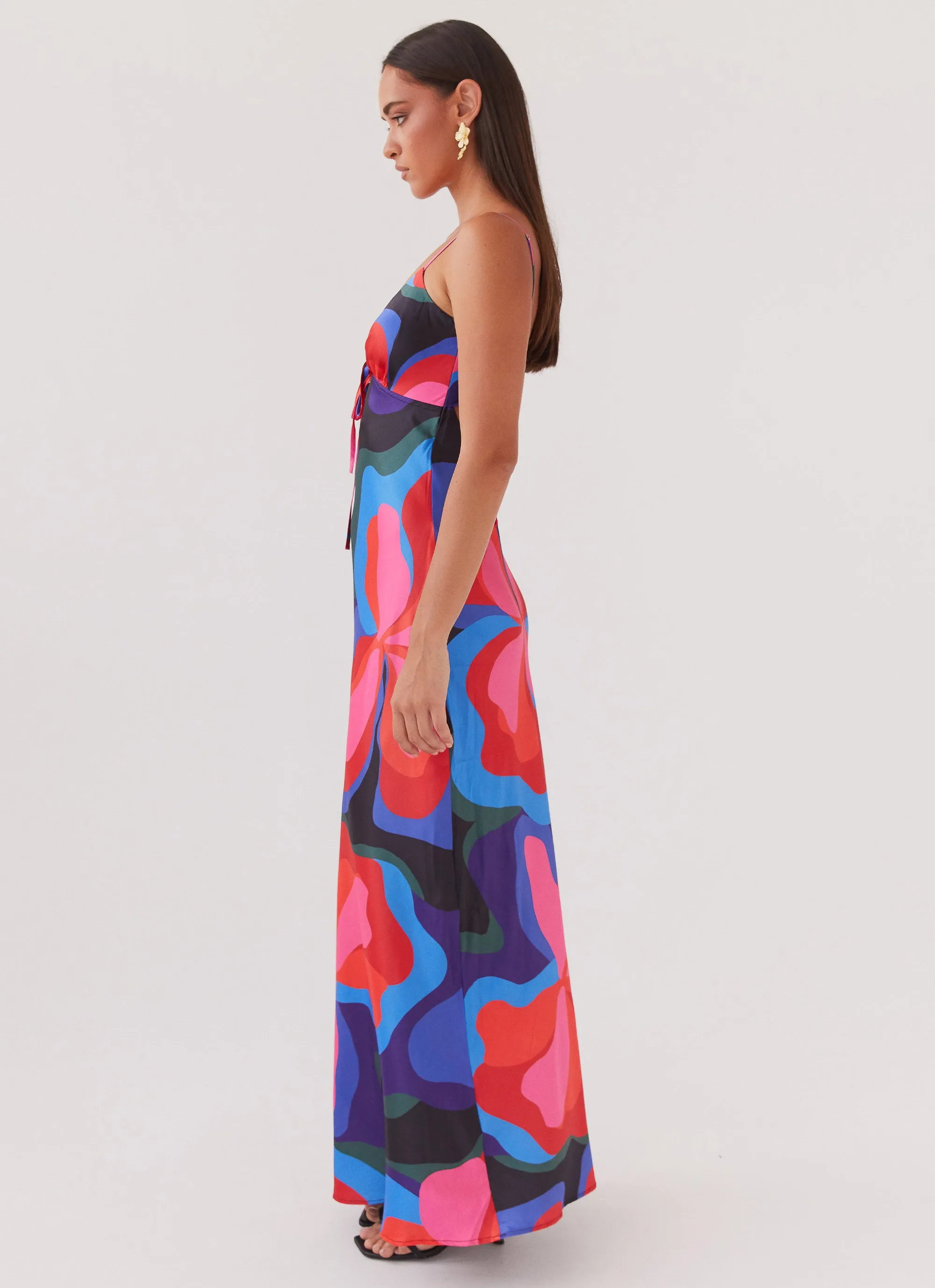 Flora Satin Maxi Dress - Floral Fantasy