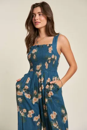 Floral Printed Ruffle Detail Jumpsuit